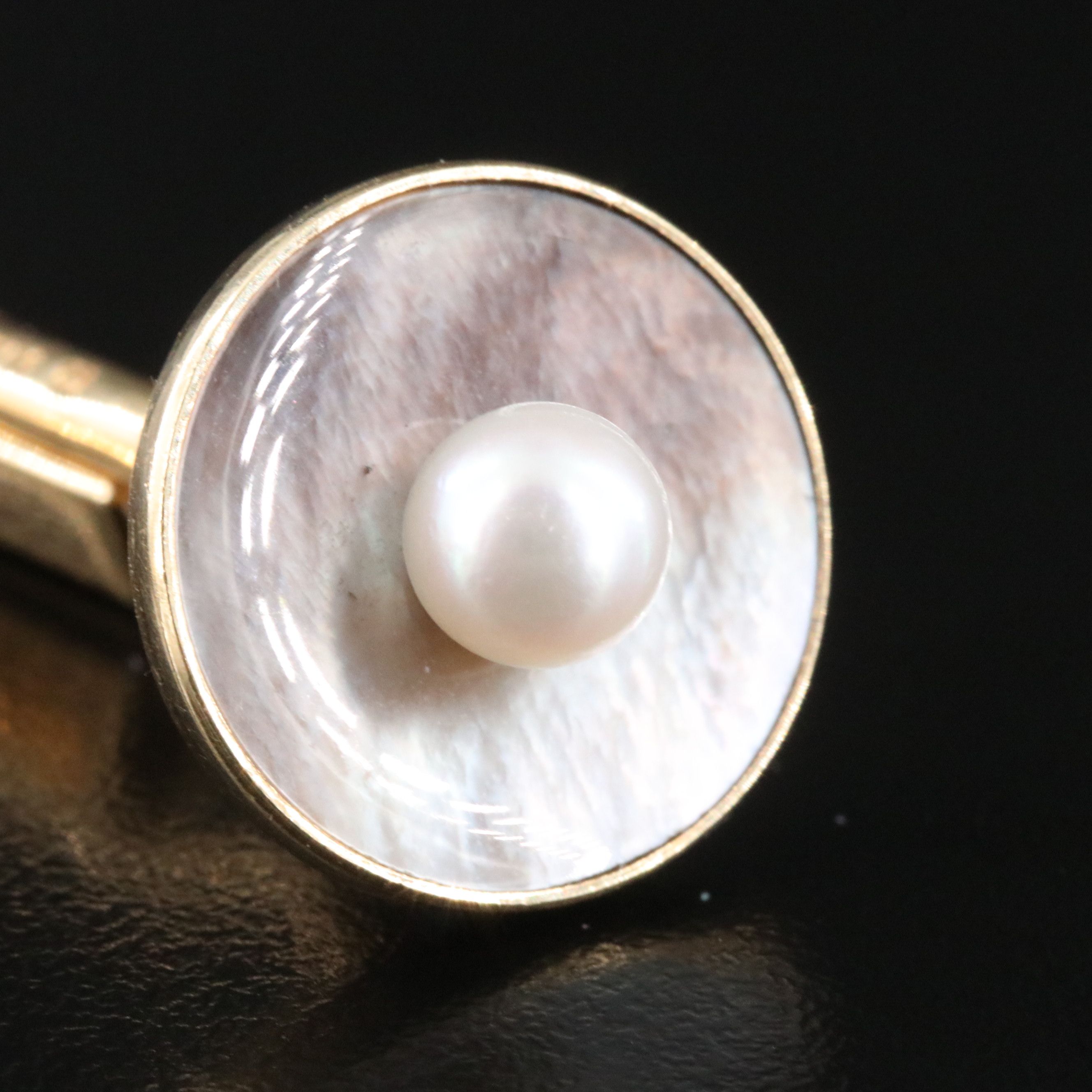 Mikimoto 14K Pearl and Mother-of-Pearl Cuff Links