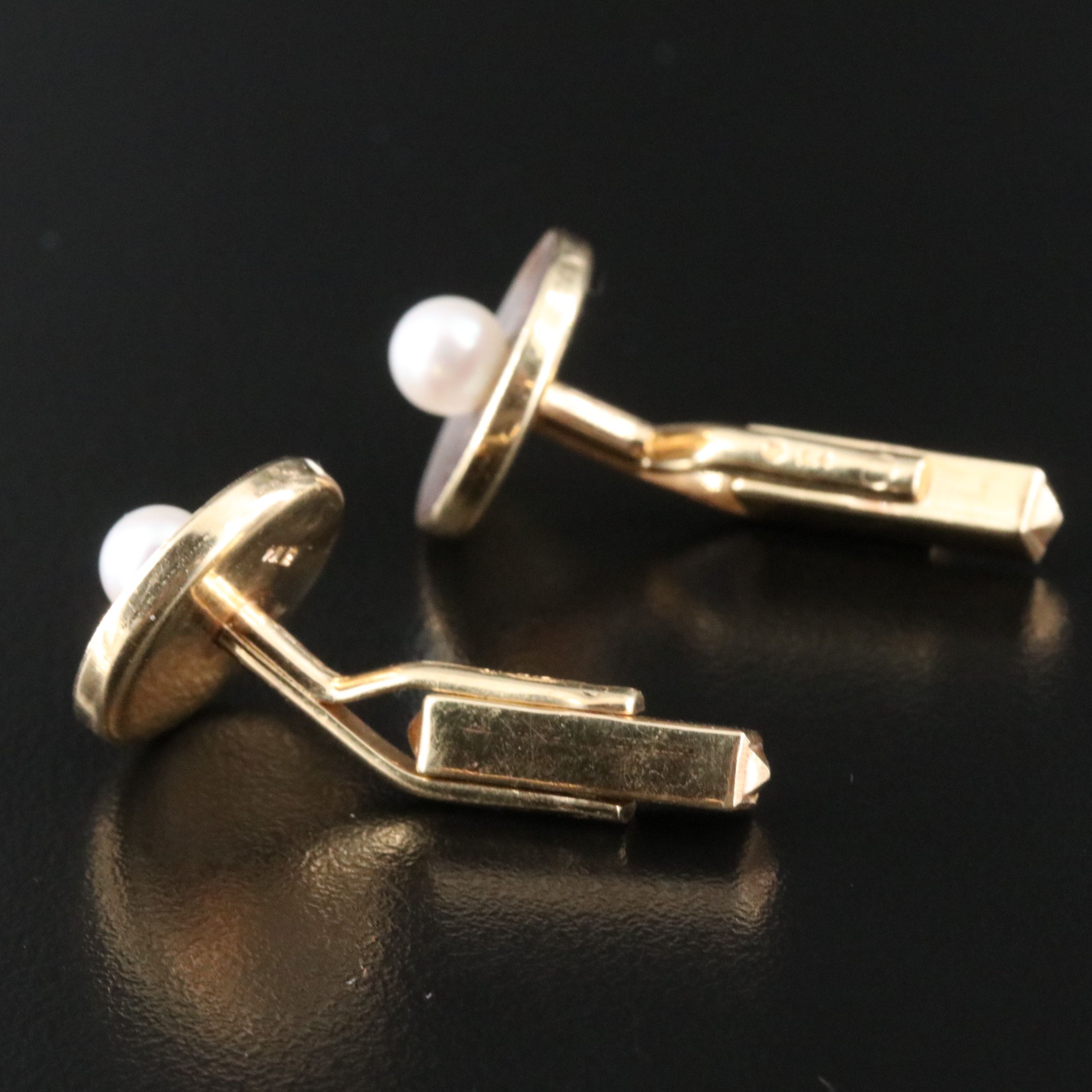 Mikimoto 14K Pearl and Mother-of-Pearl Cuff Links