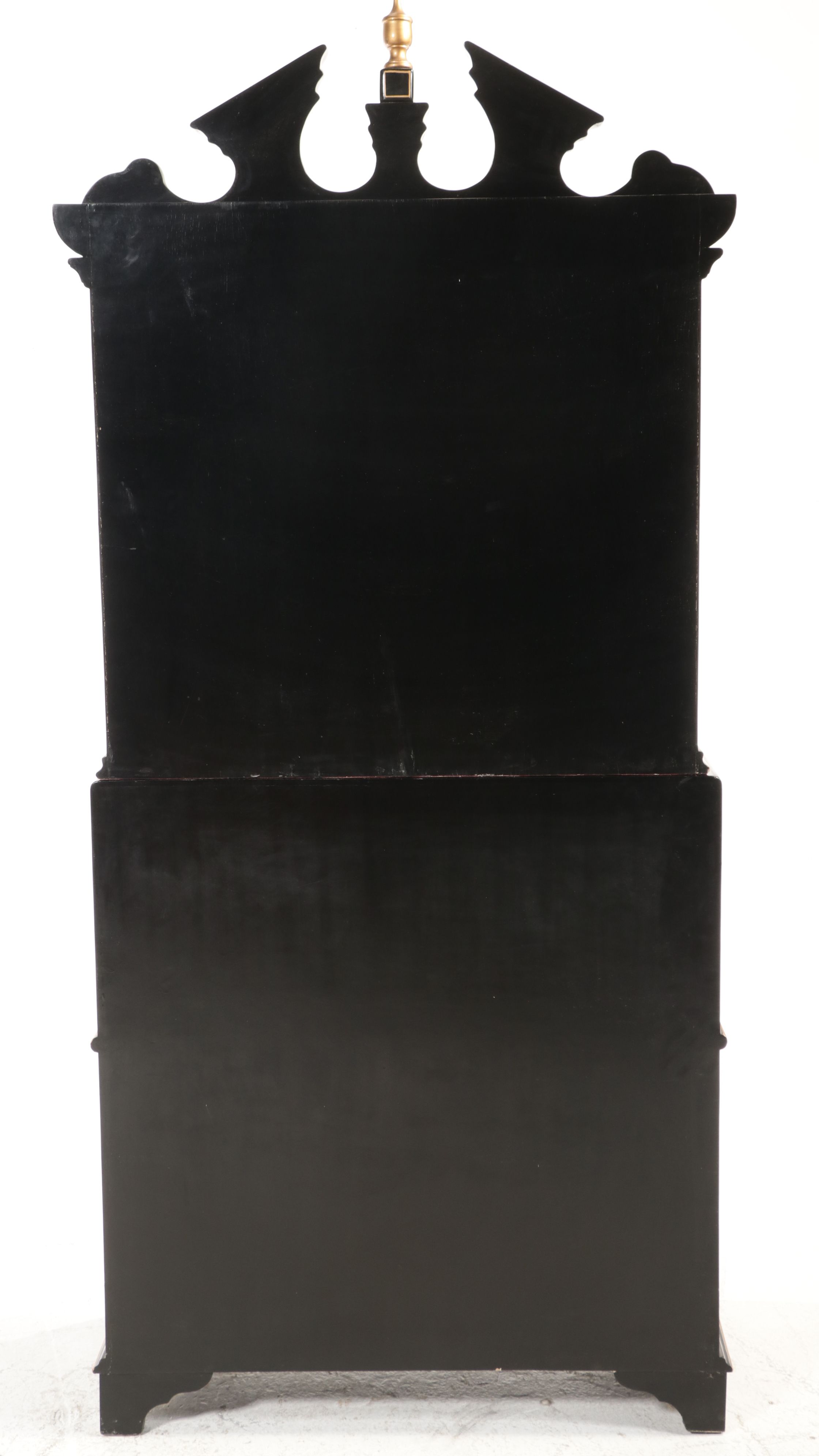 Chinoiserie Black Lacquered Secretary Desk with Hutch, Late 20th Century