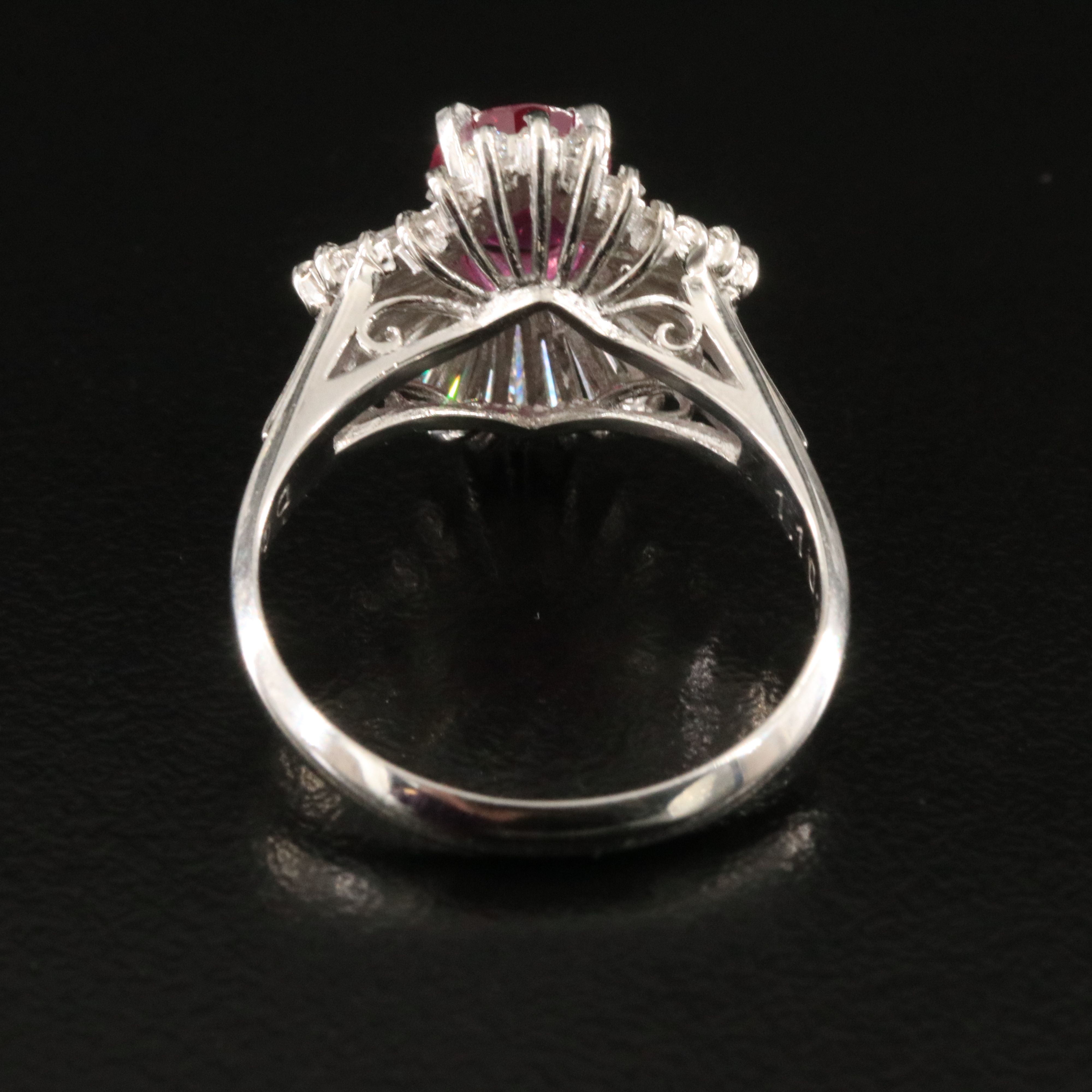 Platinum 1.10 CT Unheated Burmese Ruby and Diamond Ballerina Ring, GIA Report