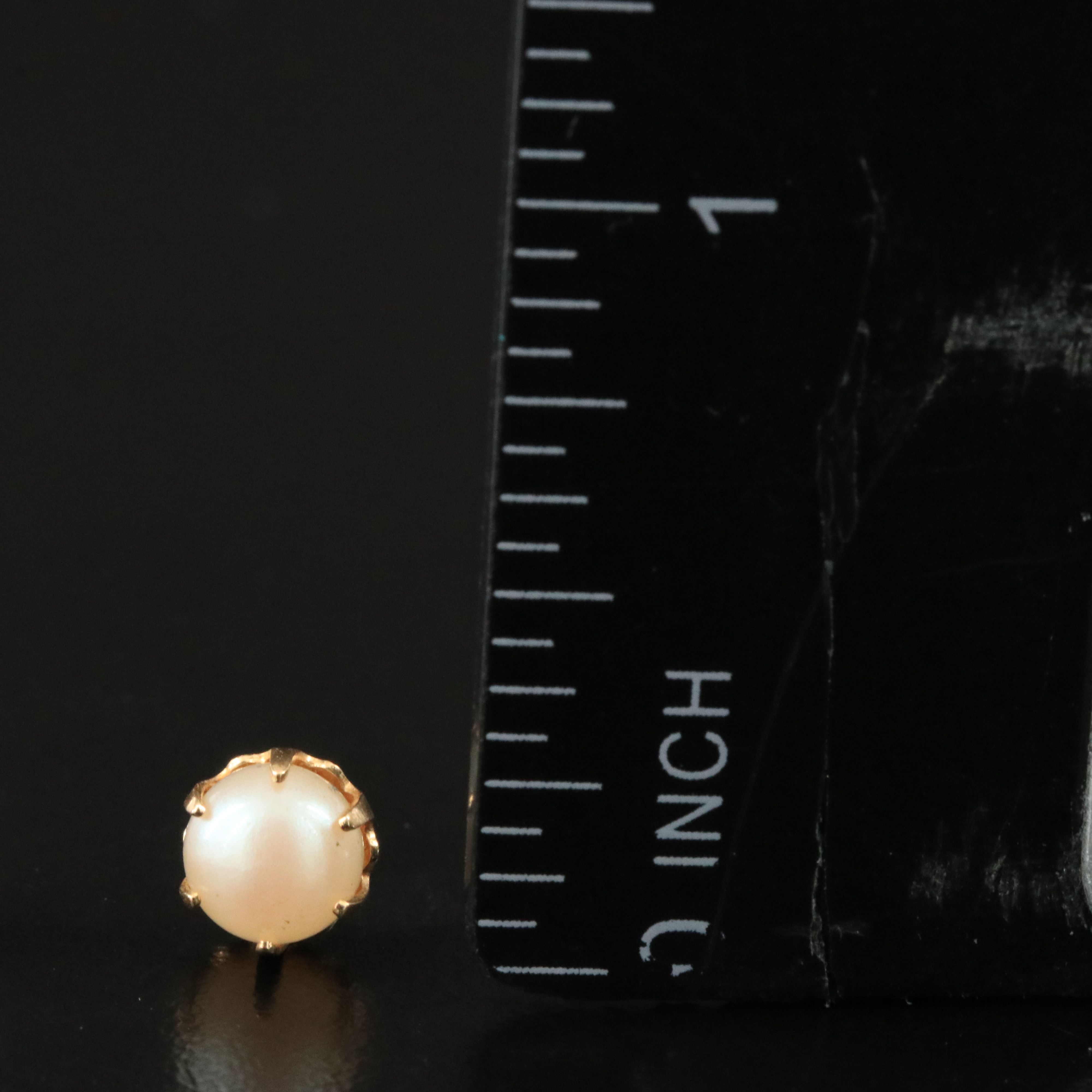 14K Faux Pearl and Pearl and Diamond Single Earrings