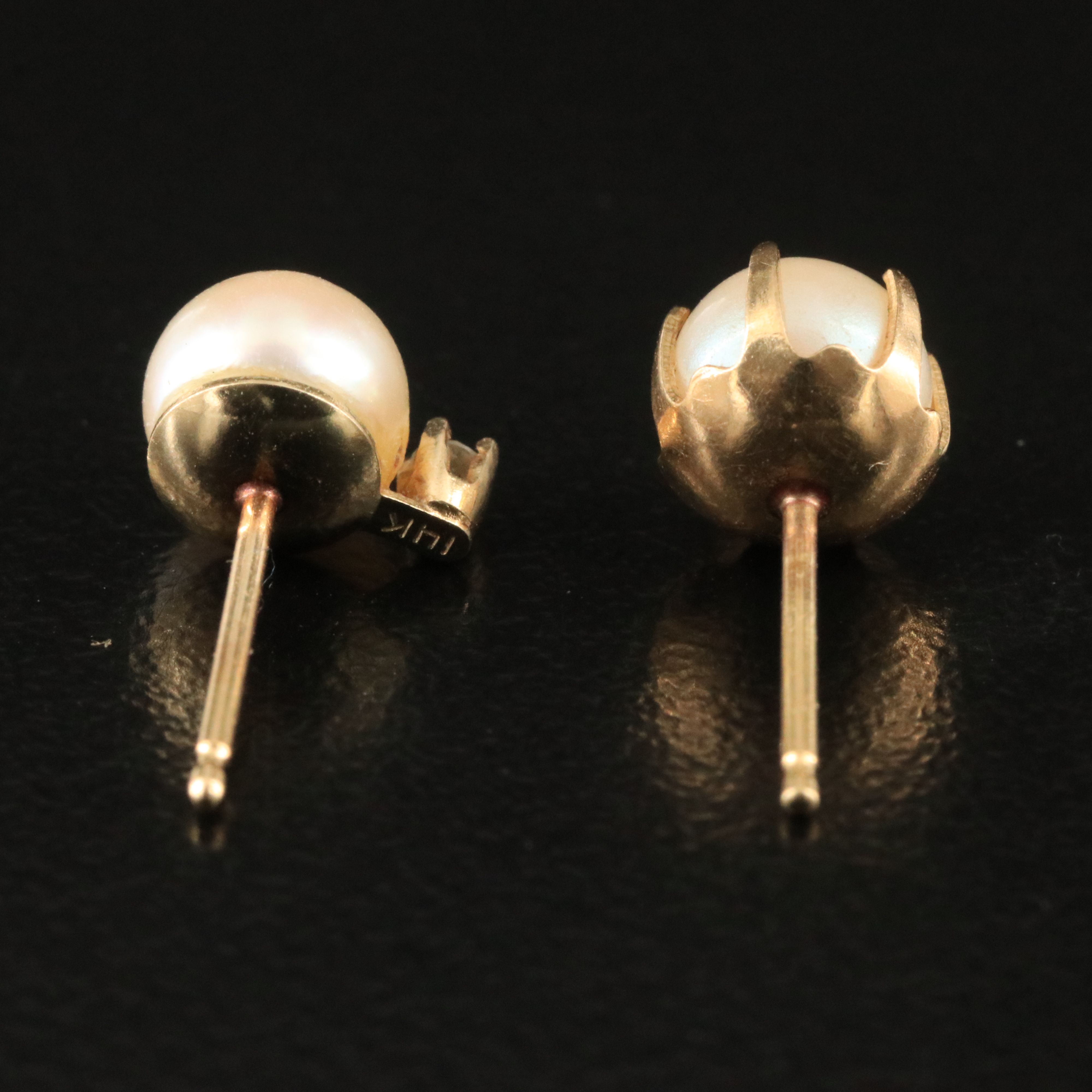 14K Faux Pearl and Pearl and Diamond Single Earrings