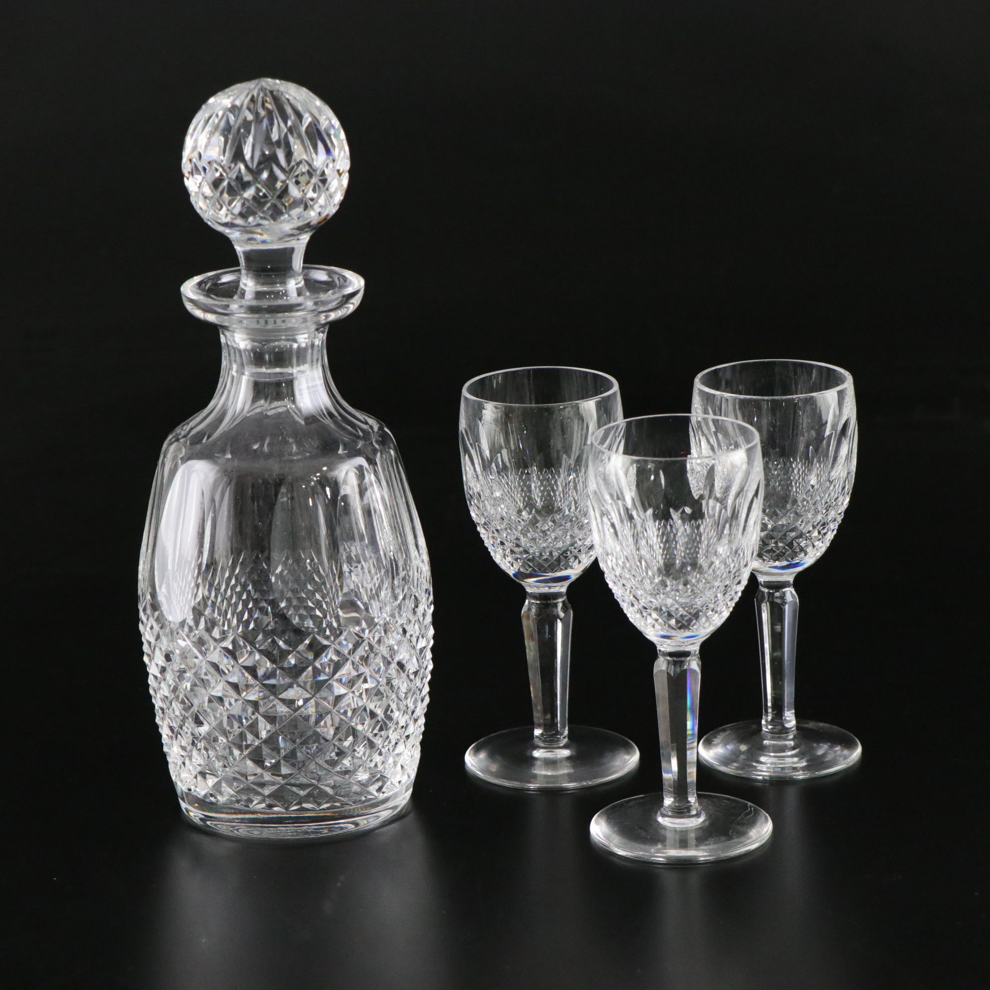 Waterford Crystal "Colleen" Decanter and White Wine Glasses