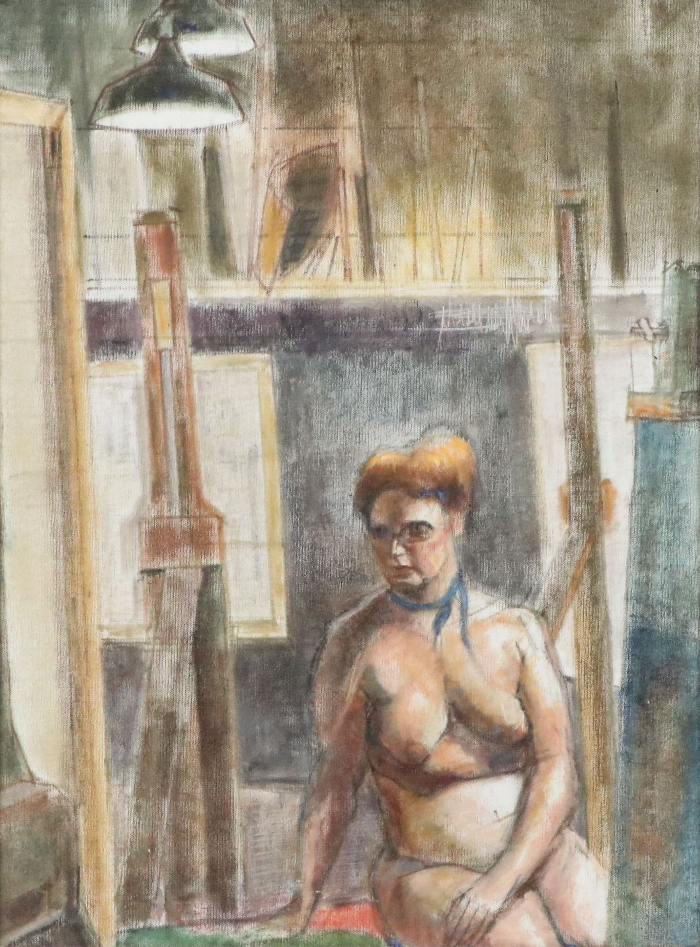 Bowman Wiley Oil Painting of Nude Female Model in Studio, Late 20th to 21st C.