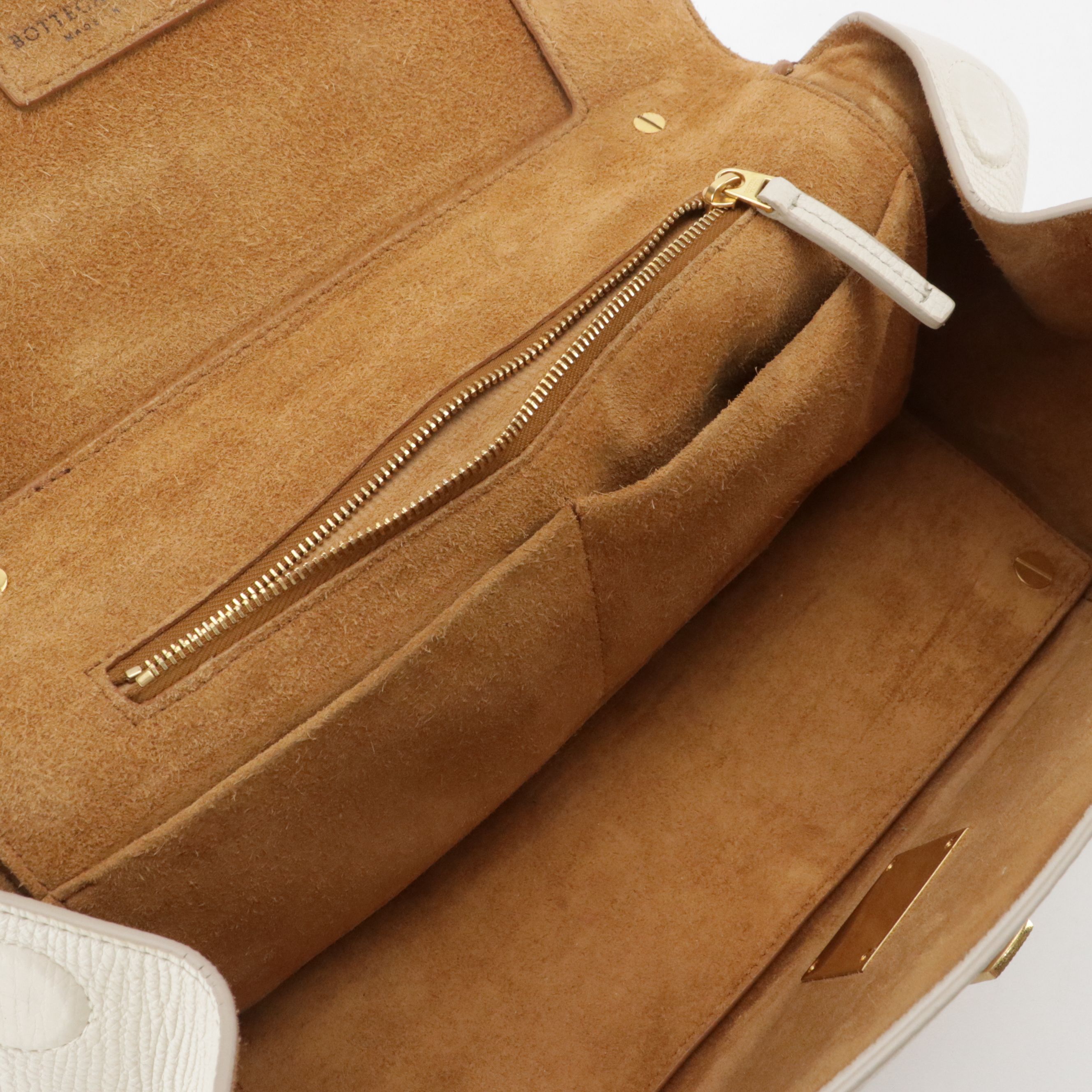 Bottega Veneta The Angle Two-Way Bag in Ivory Palmellato Calfskin Leather