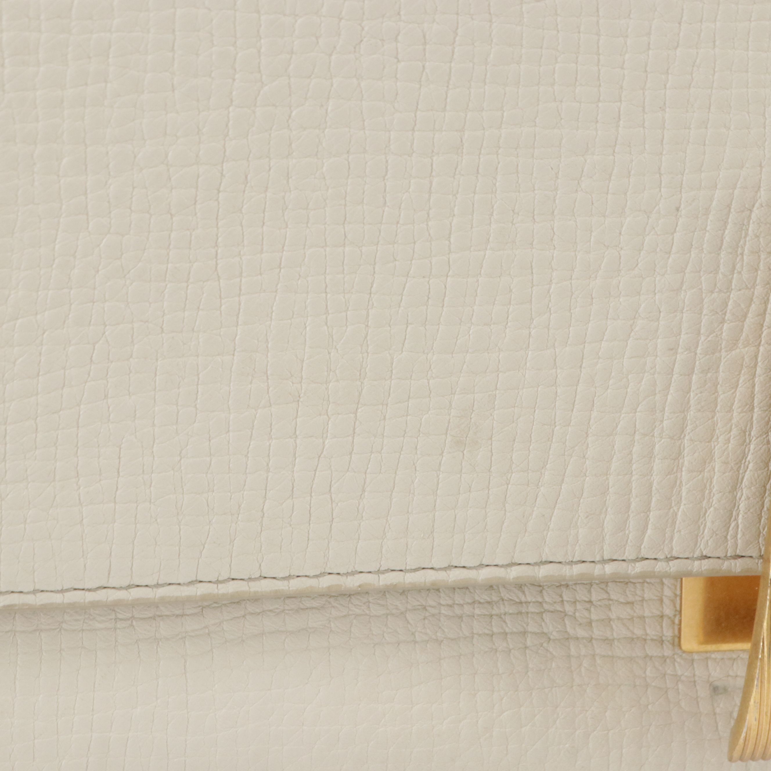 Bottega Veneta The Angle Two-Way Bag in Ivory Palmellato Calfskin Leather