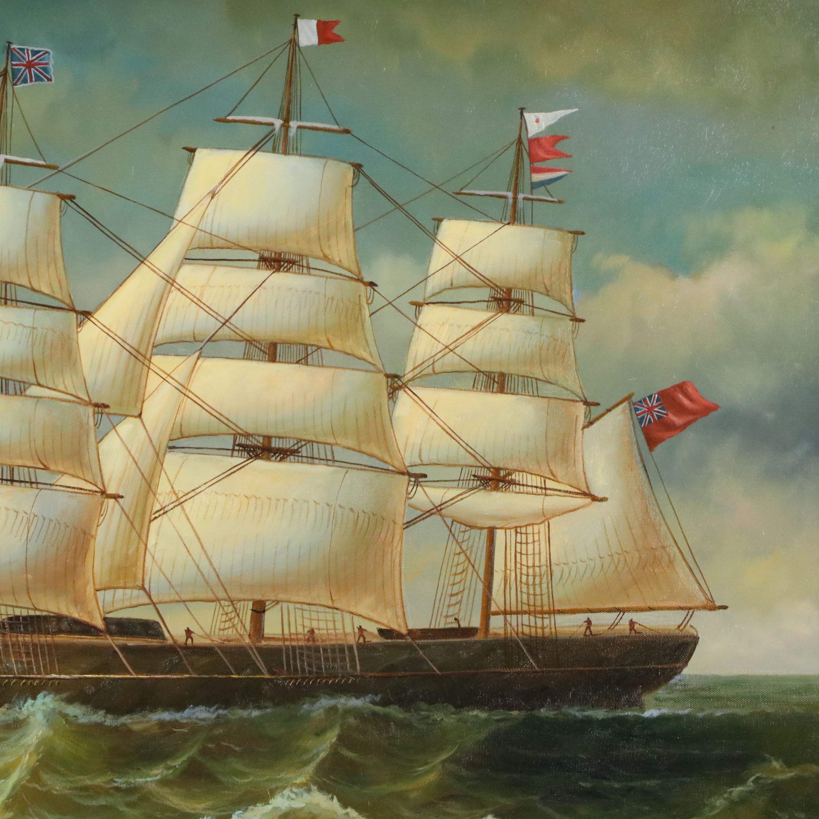 Maritime Oil Painting, Late 20th Century