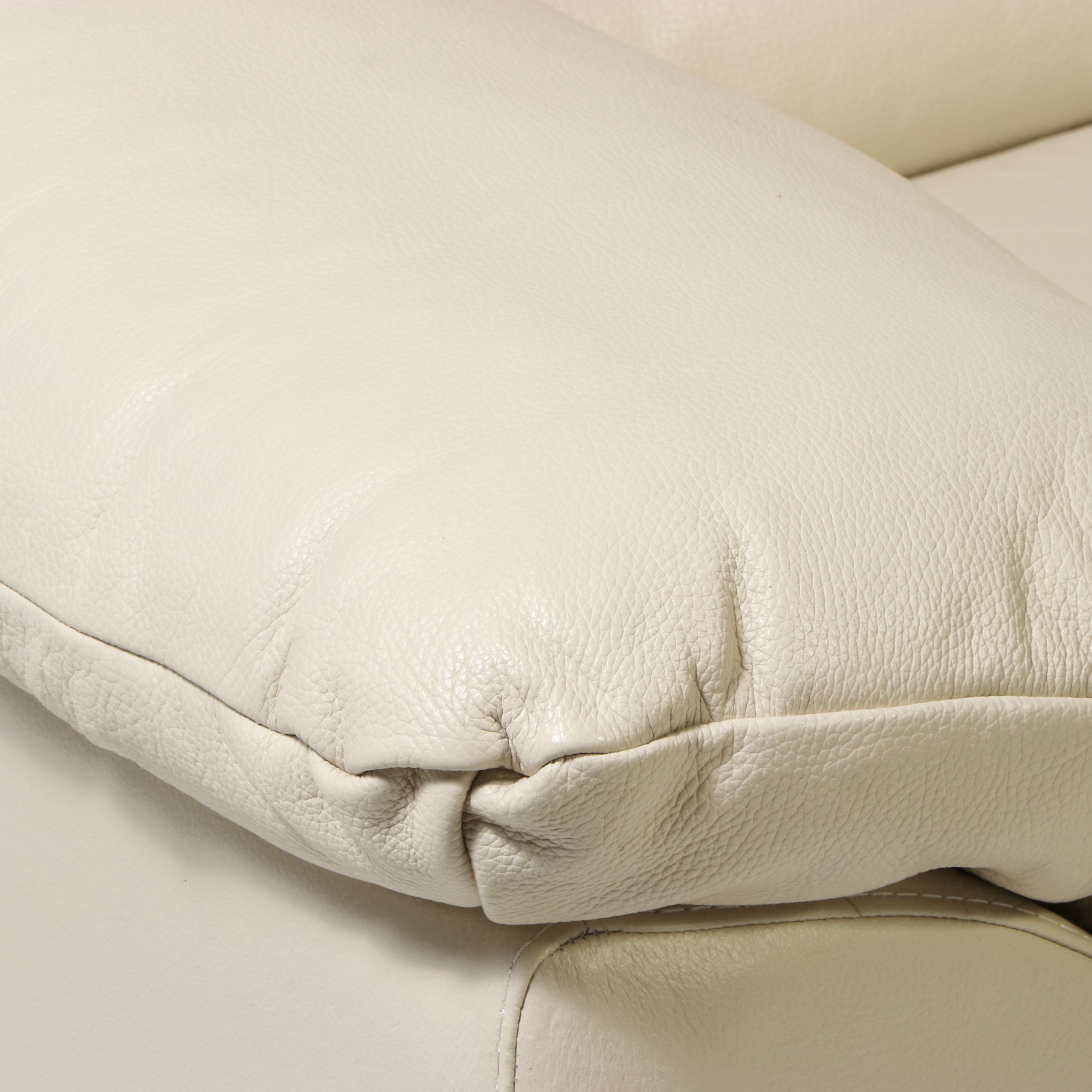 Pair of Natuzzi Editions Cream Top-Grain Leather Armchairs with Accent Pillows