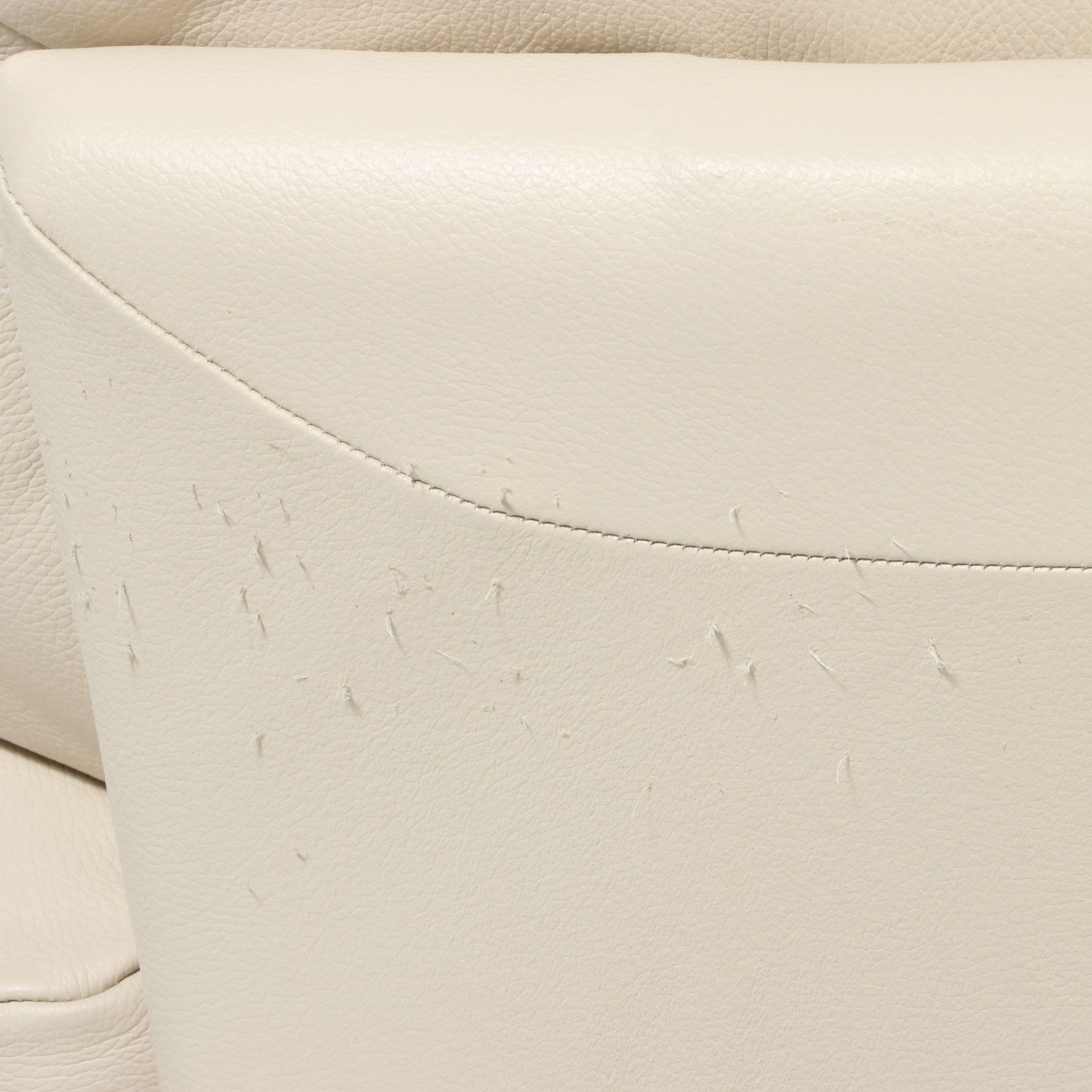 Pair of Natuzzi Editions Cream Top-Grain Leather Armchairs with Accent Pillows