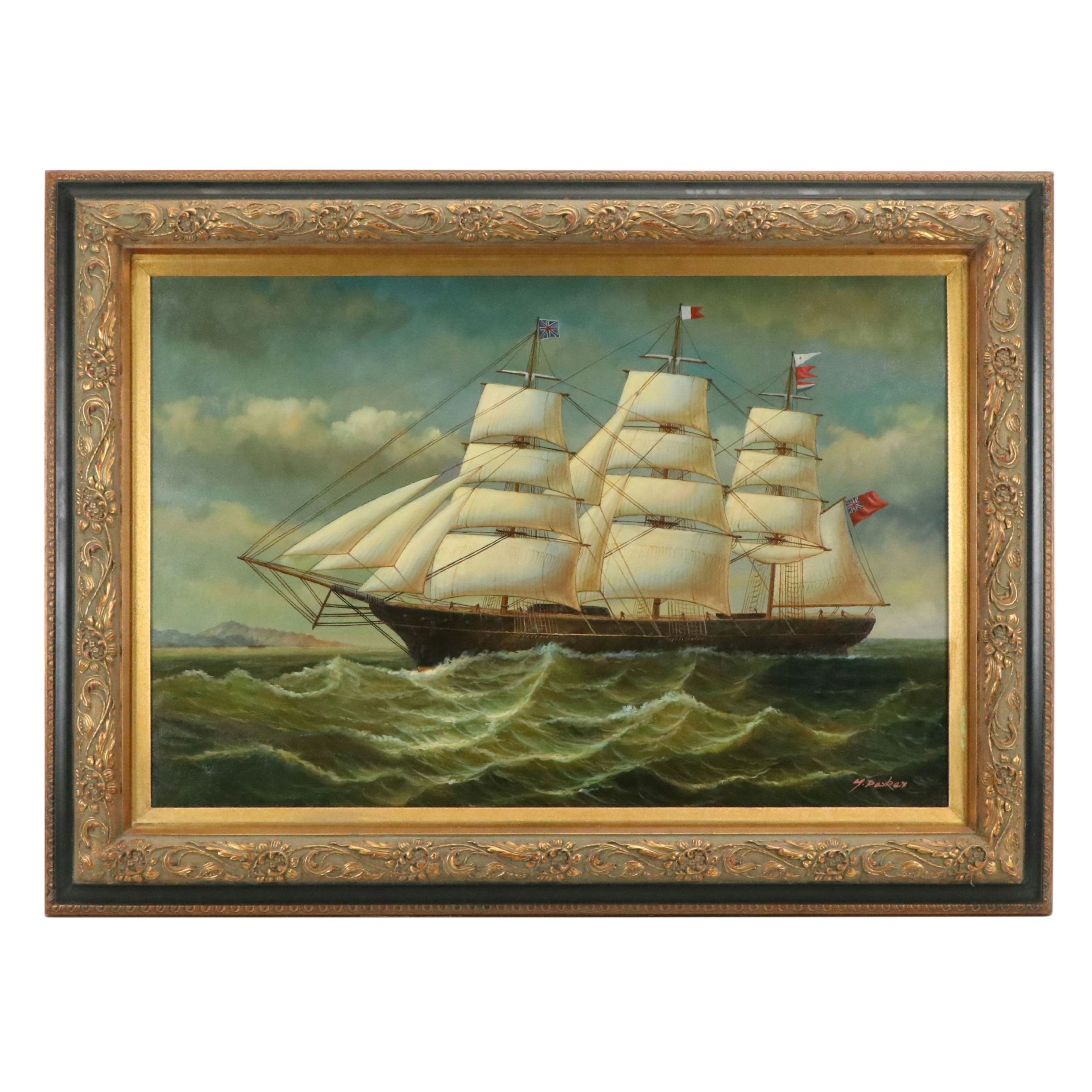 Maritime Oil Painting, Late 20th Century