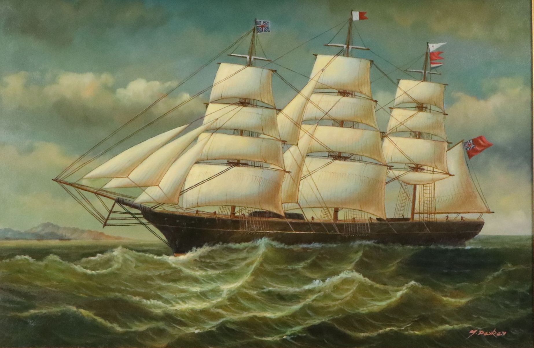 Maritime Oil Painting, Late 20th Century