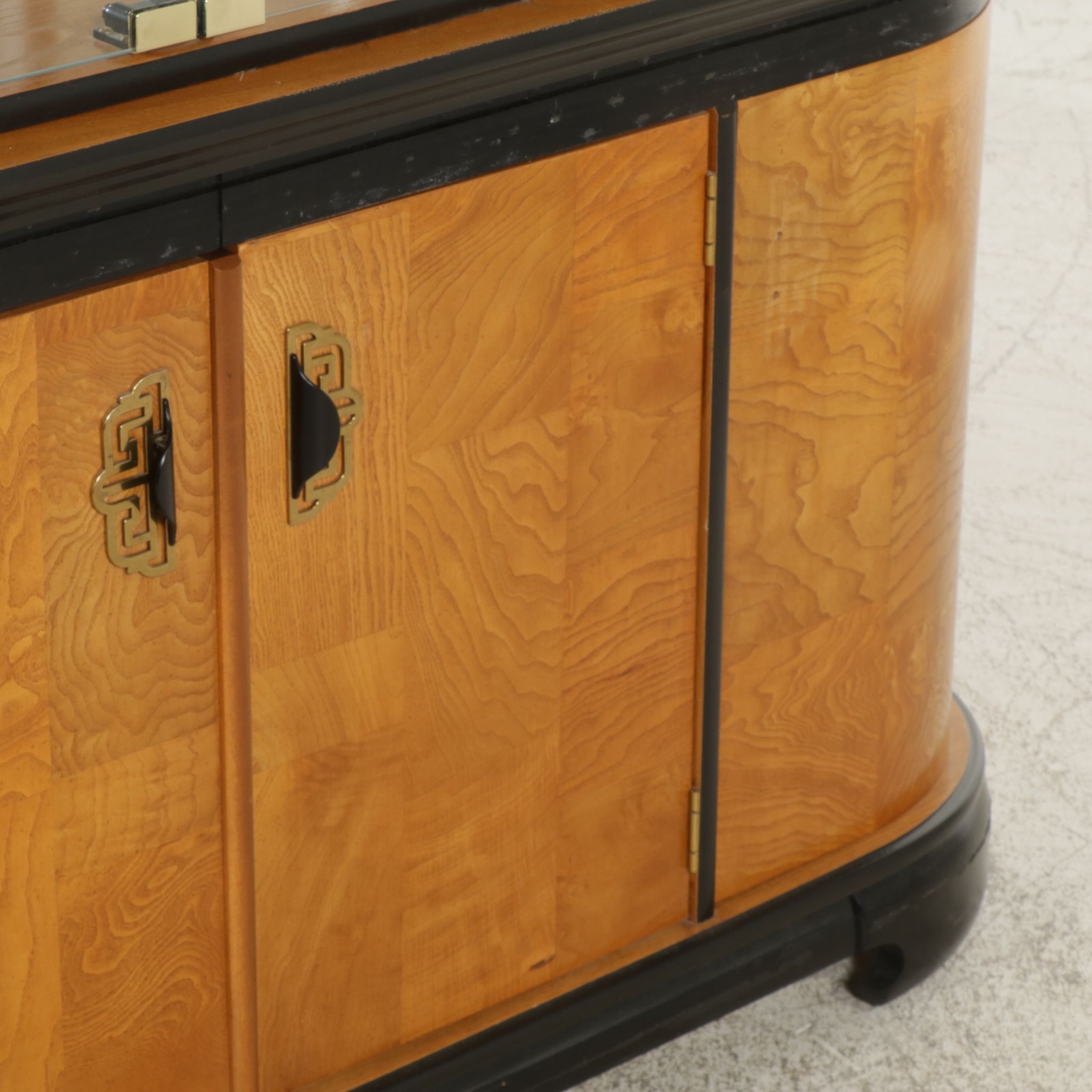 Singer Furniture "Kyoto" Japanism Ebonized and Burl Wood China Cabinet