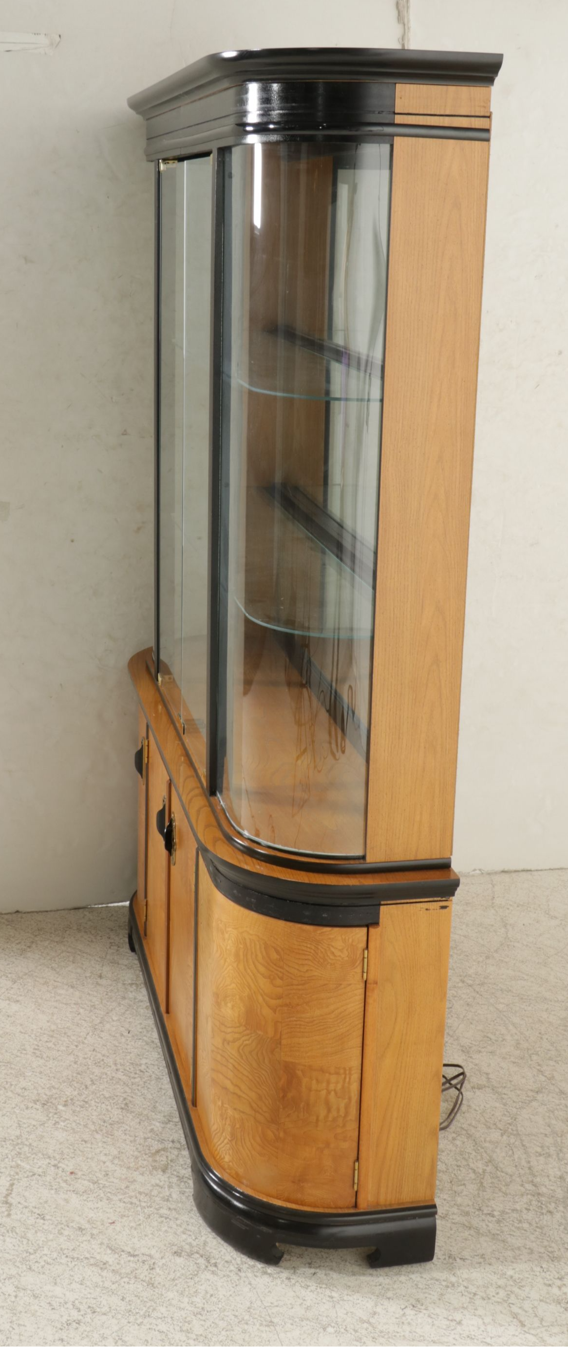 Singer Furniture "Kyoto" Japanism Ebonized and Burl Wood China Cabinet