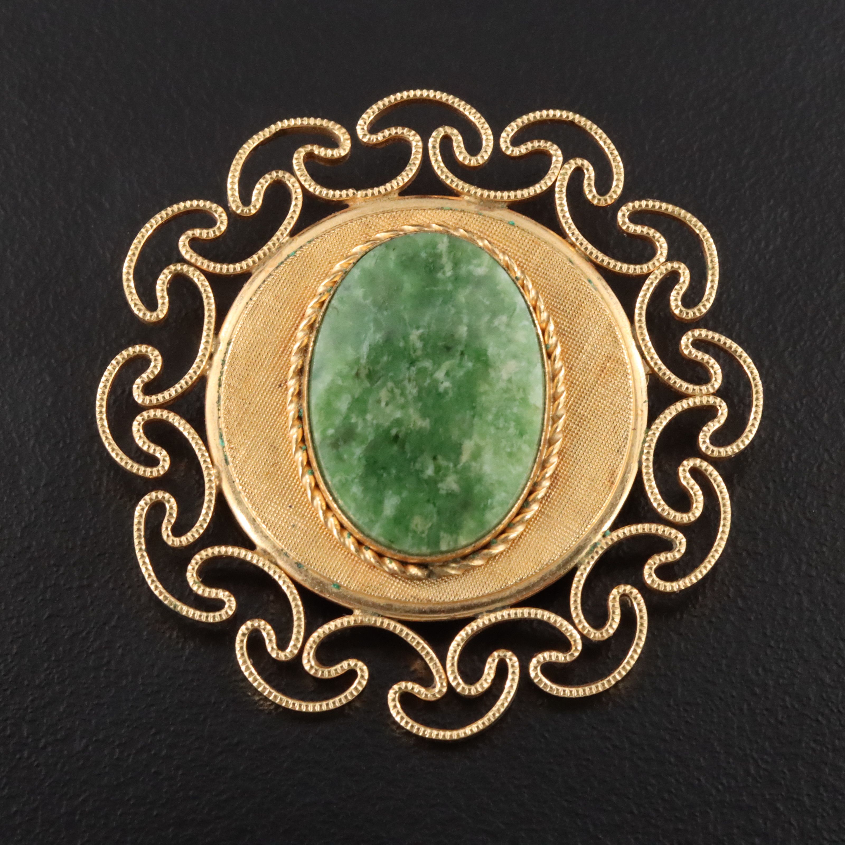 Vintage Serpentine Converter Brooch with Florentine Finish