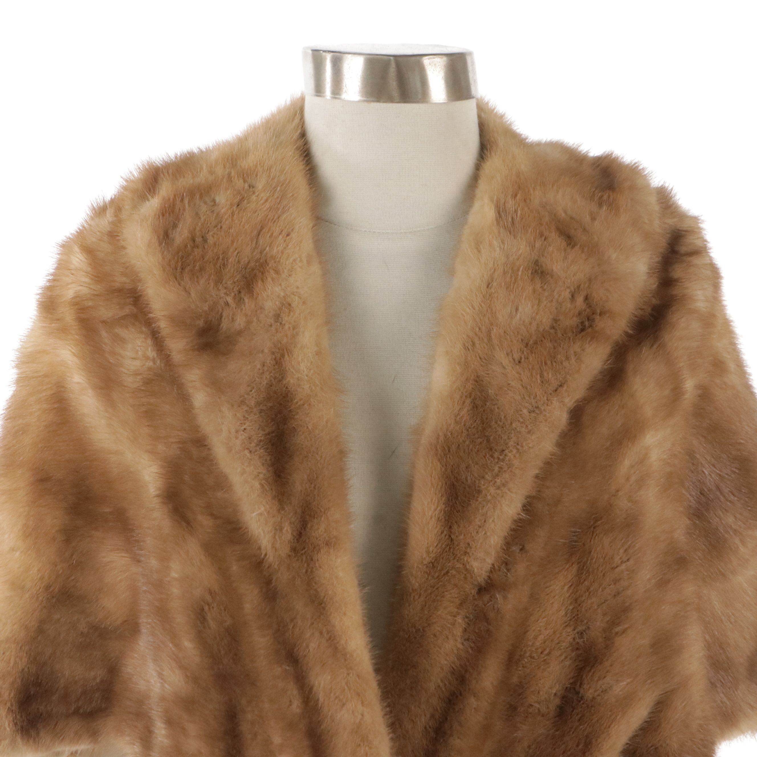 Blond Mink Fur Shawl Stole by Younger's