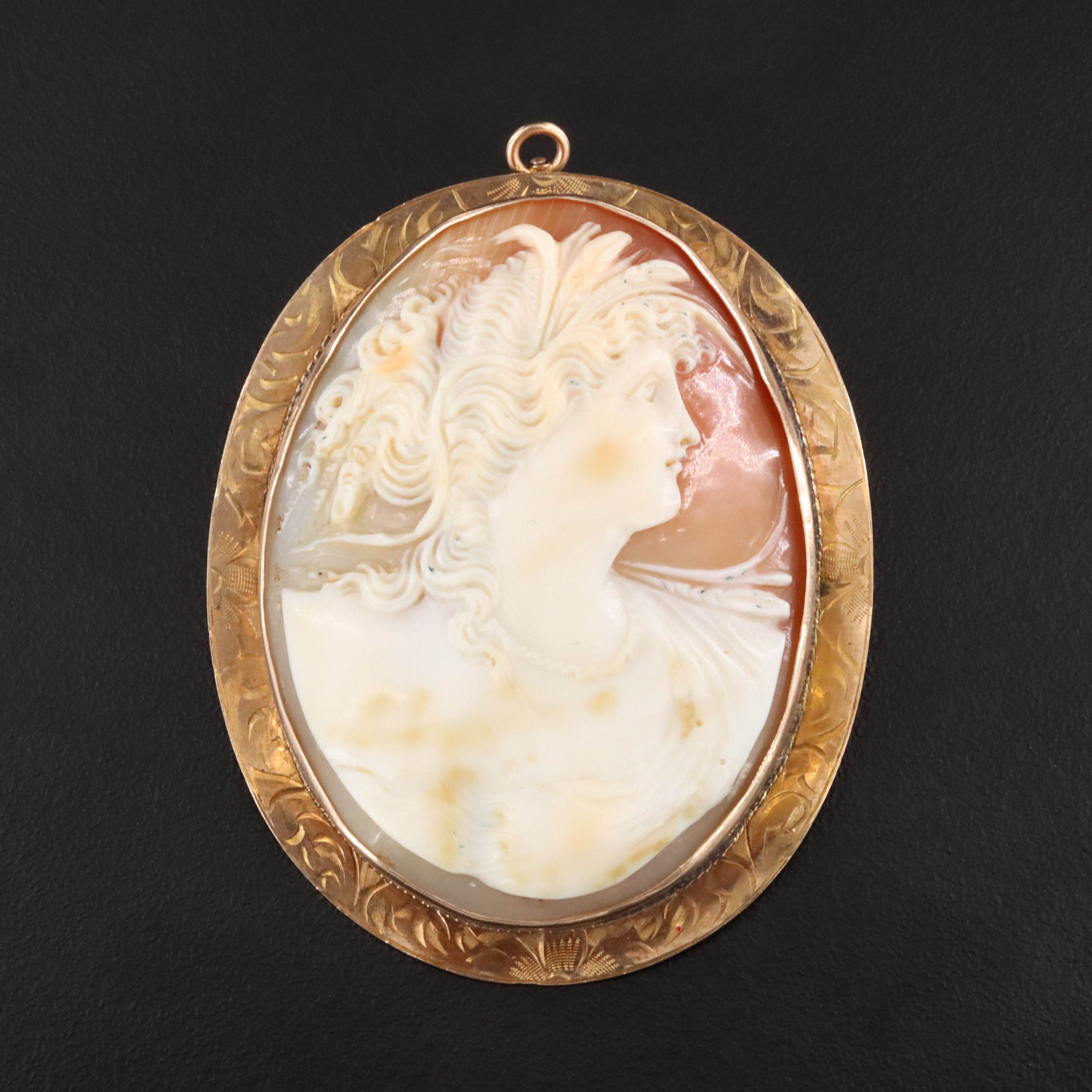 Victorian Greco-Roman Revival 10K Cameo Converter Brooch