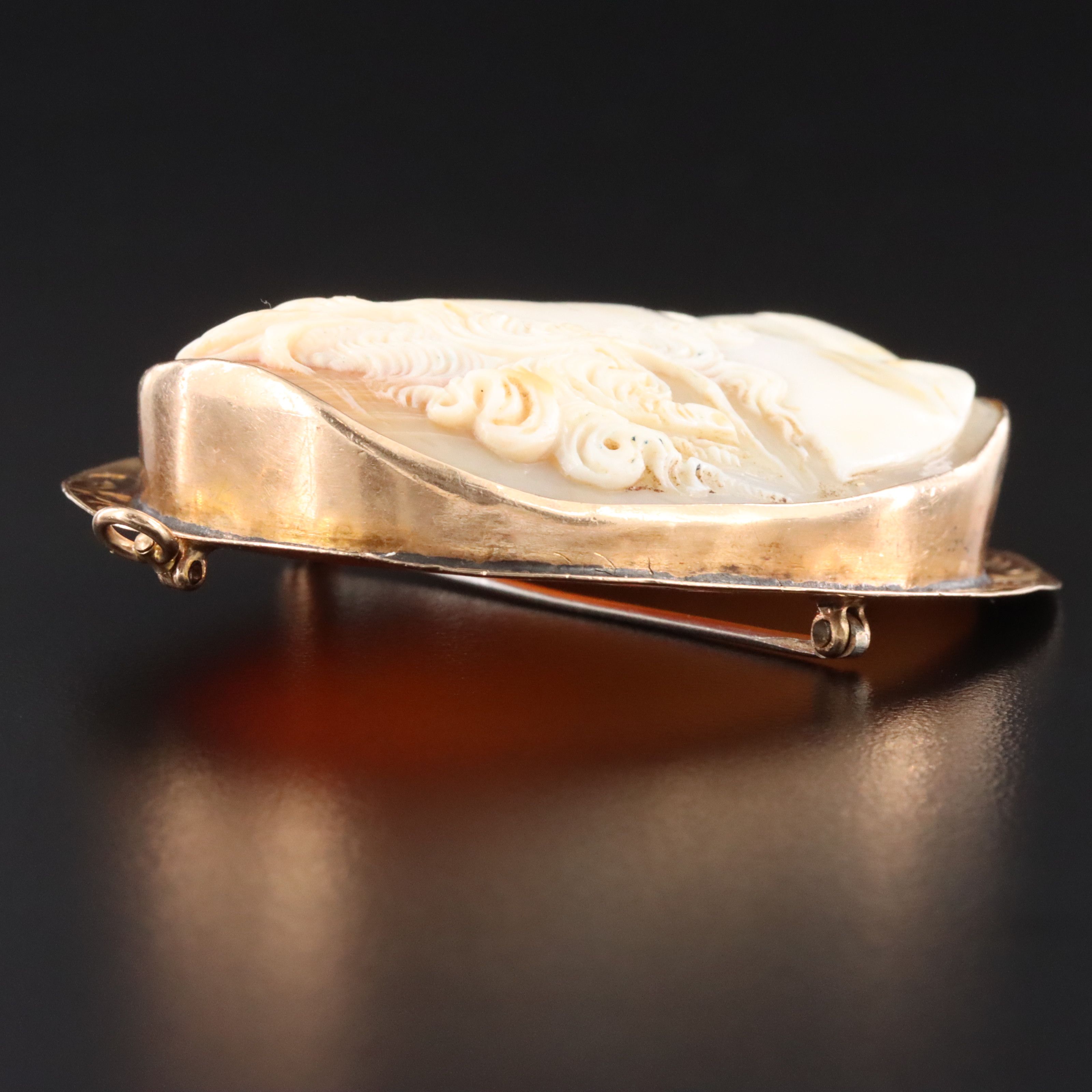 Victorian Greco-Roman Revival 10K Cameo Converter Brooch