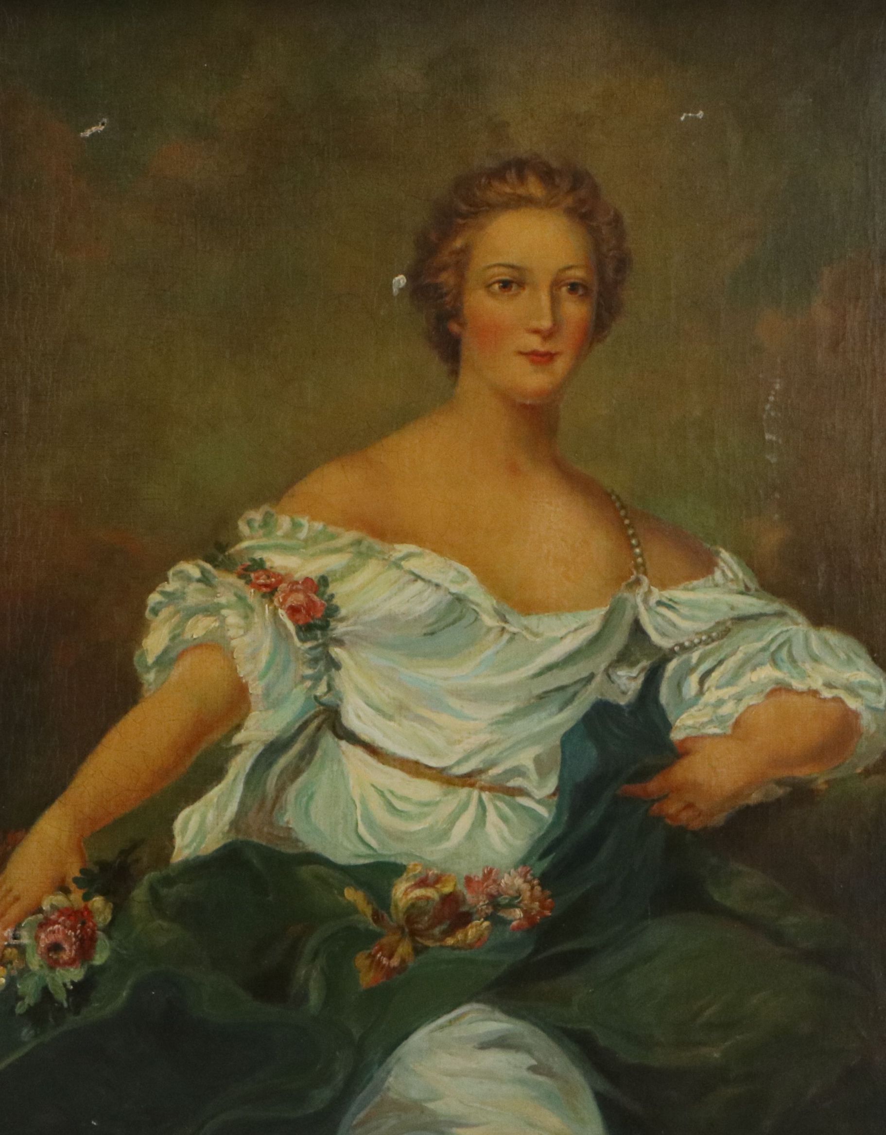 Copy Oil Painting After Jean-Marc Nattier "The Marquise de Baglion as Flora"