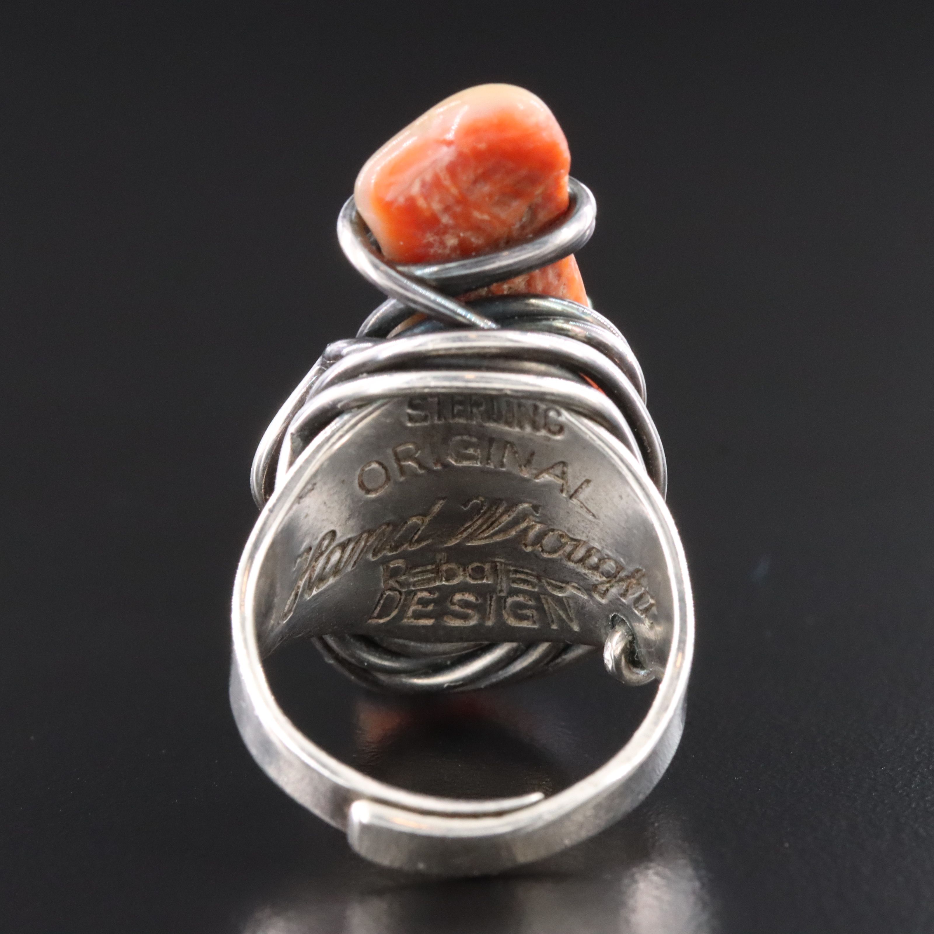 Modernist Frank Rebajes Sterling Shell and Pearl Ring, 1950s