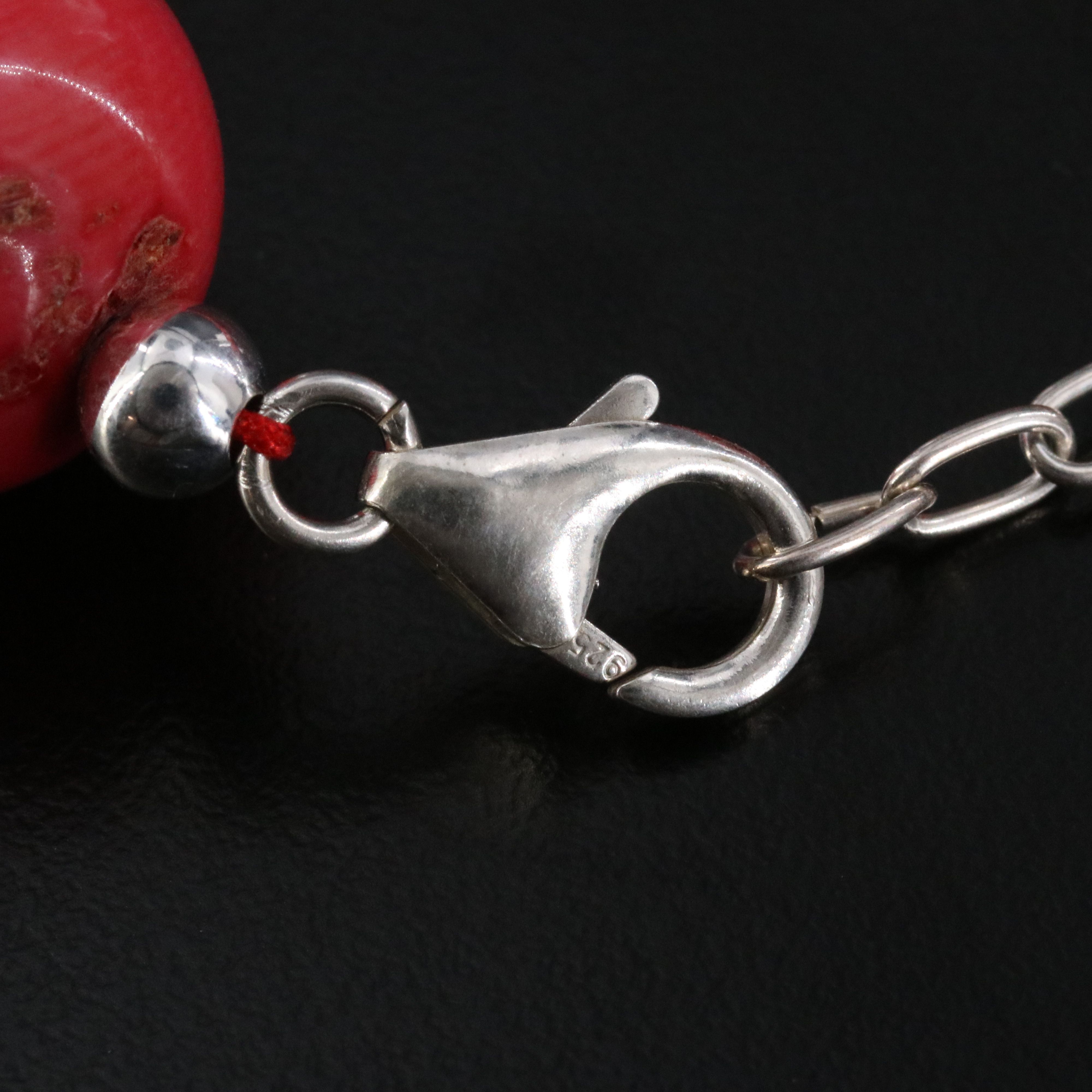 Sterling Coral Bead Necklace