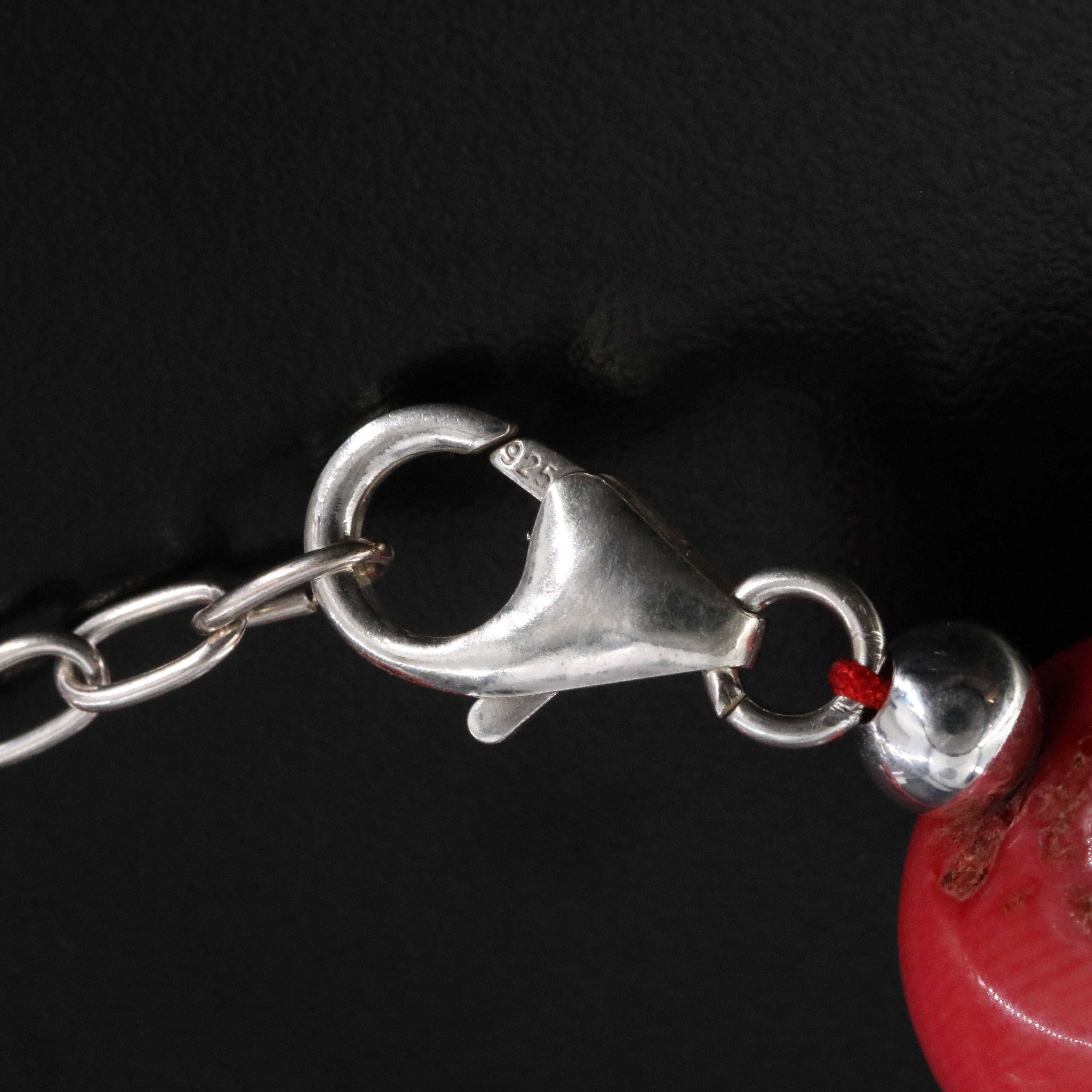 Sterling Coral Bead Necklace