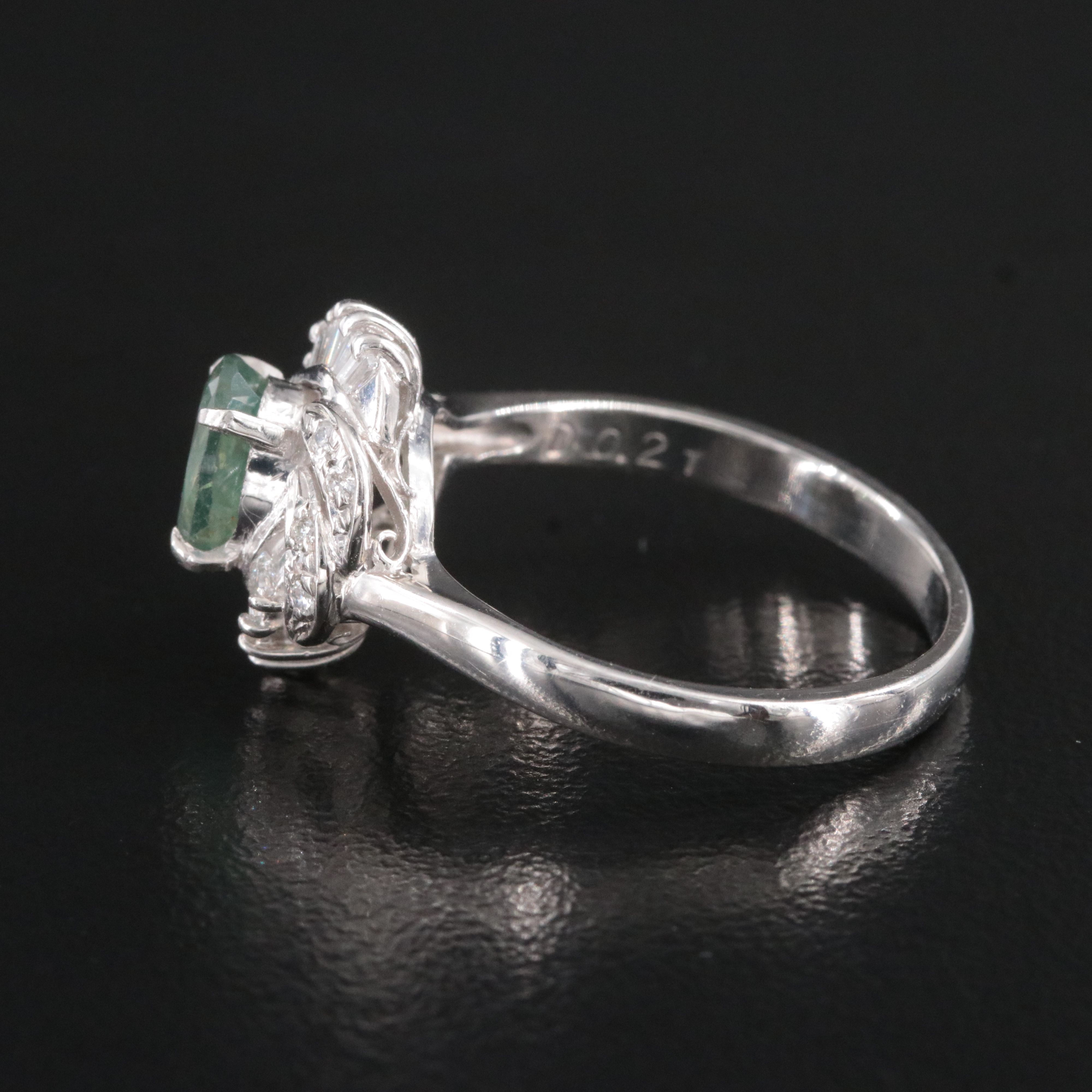 Platinum 1.08 CT Alexandrite and Diamond Swirl Ring with GIA Report