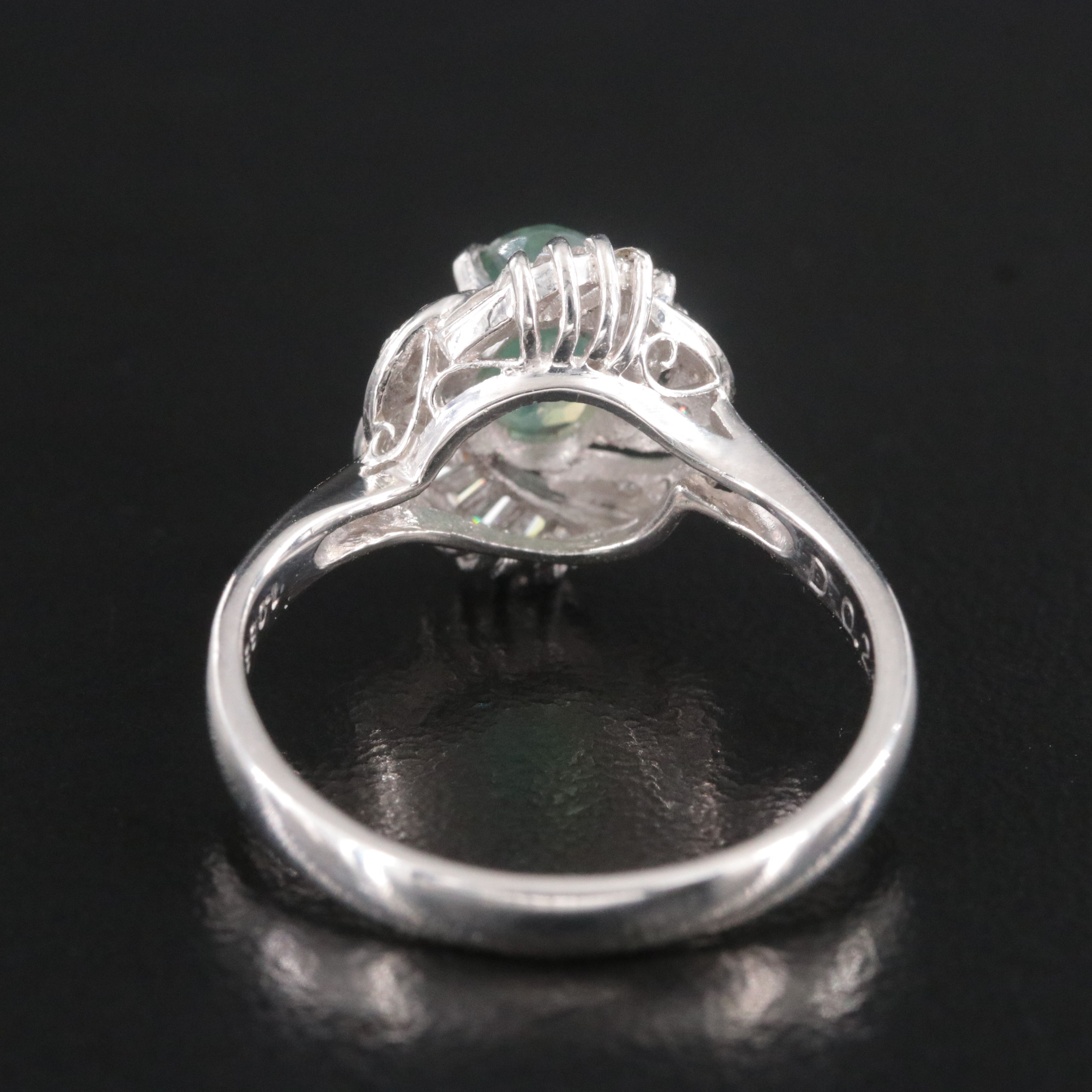 Platinum 1.08 CT Alexandrite and Diamond Swirl Ring with GIA Report