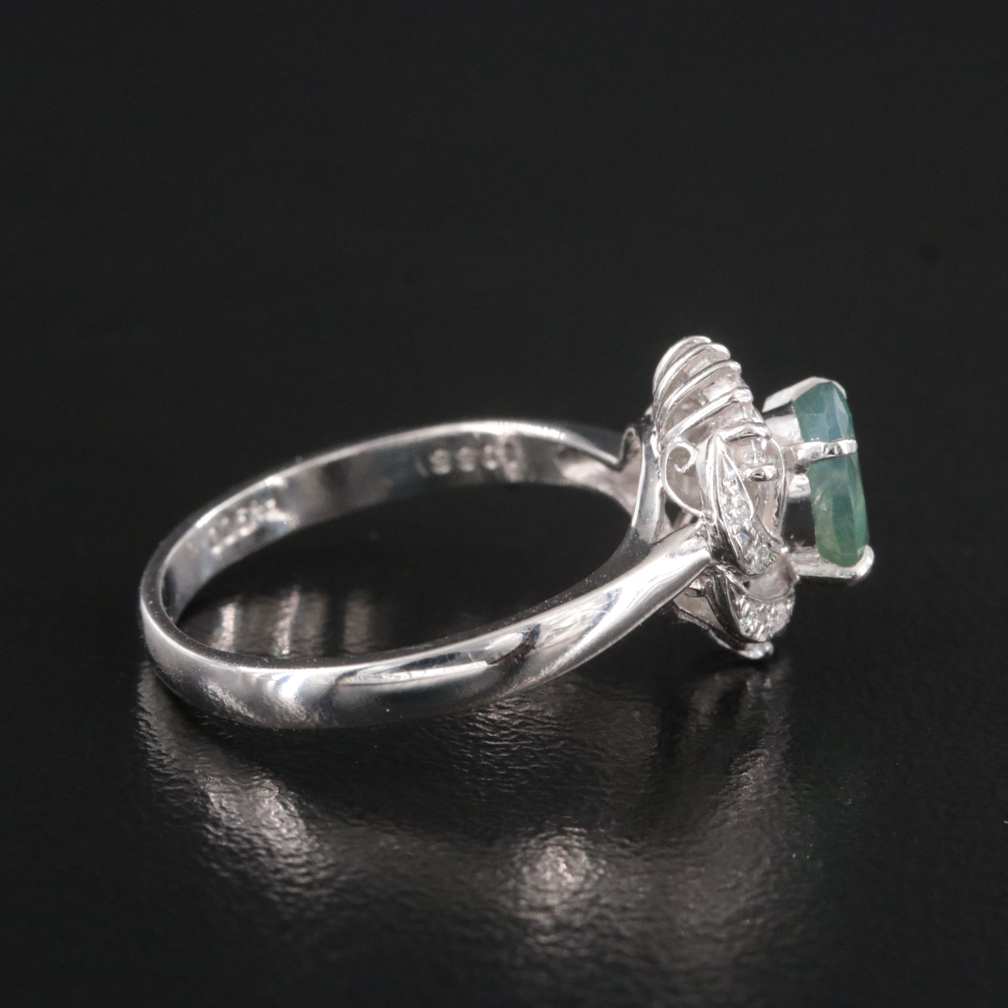 Platinum 1.08 CT Alexandrite and Diamond Swirl Ring with GIA Report