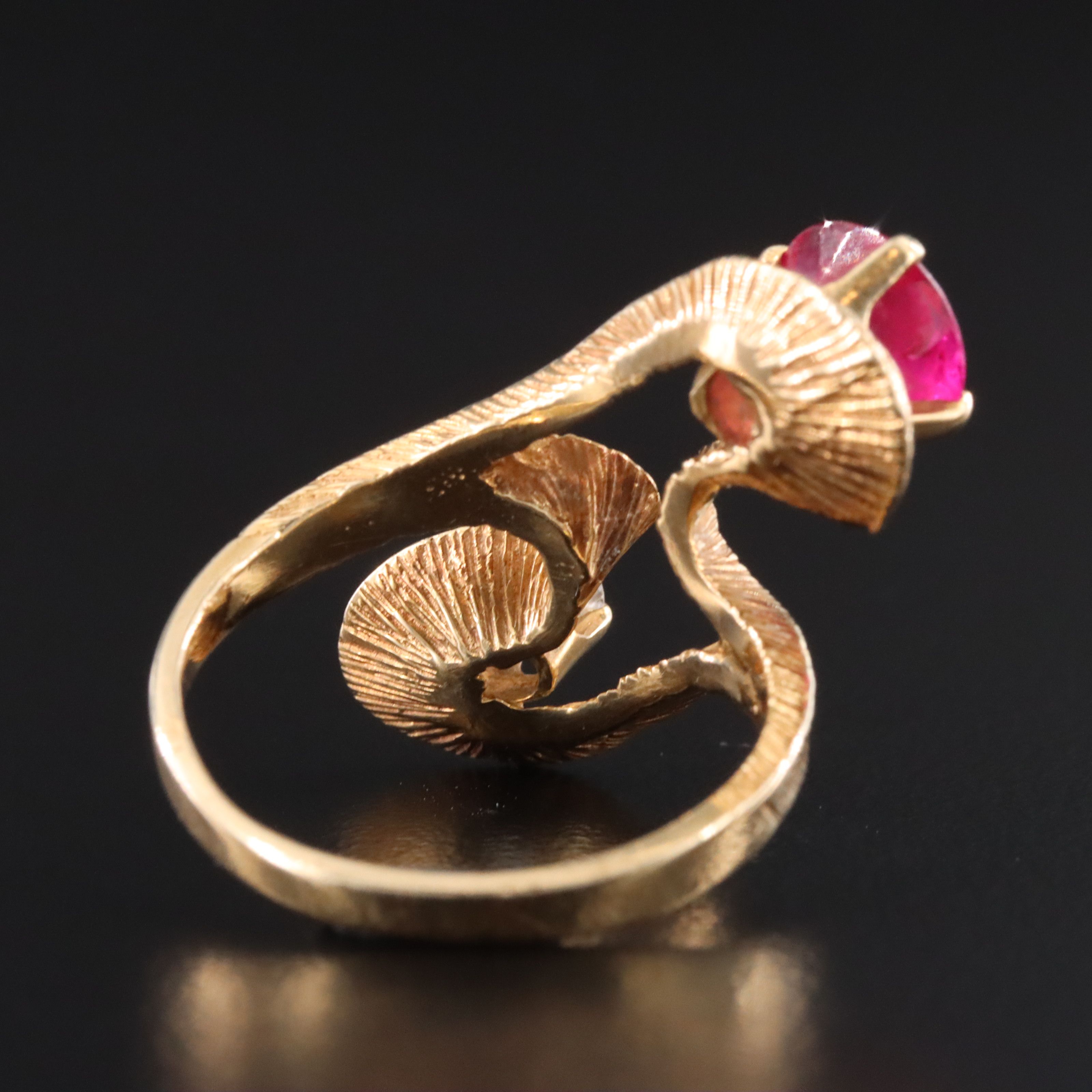 Vintage 14K Ruby and Diamond Ribbon Ring
