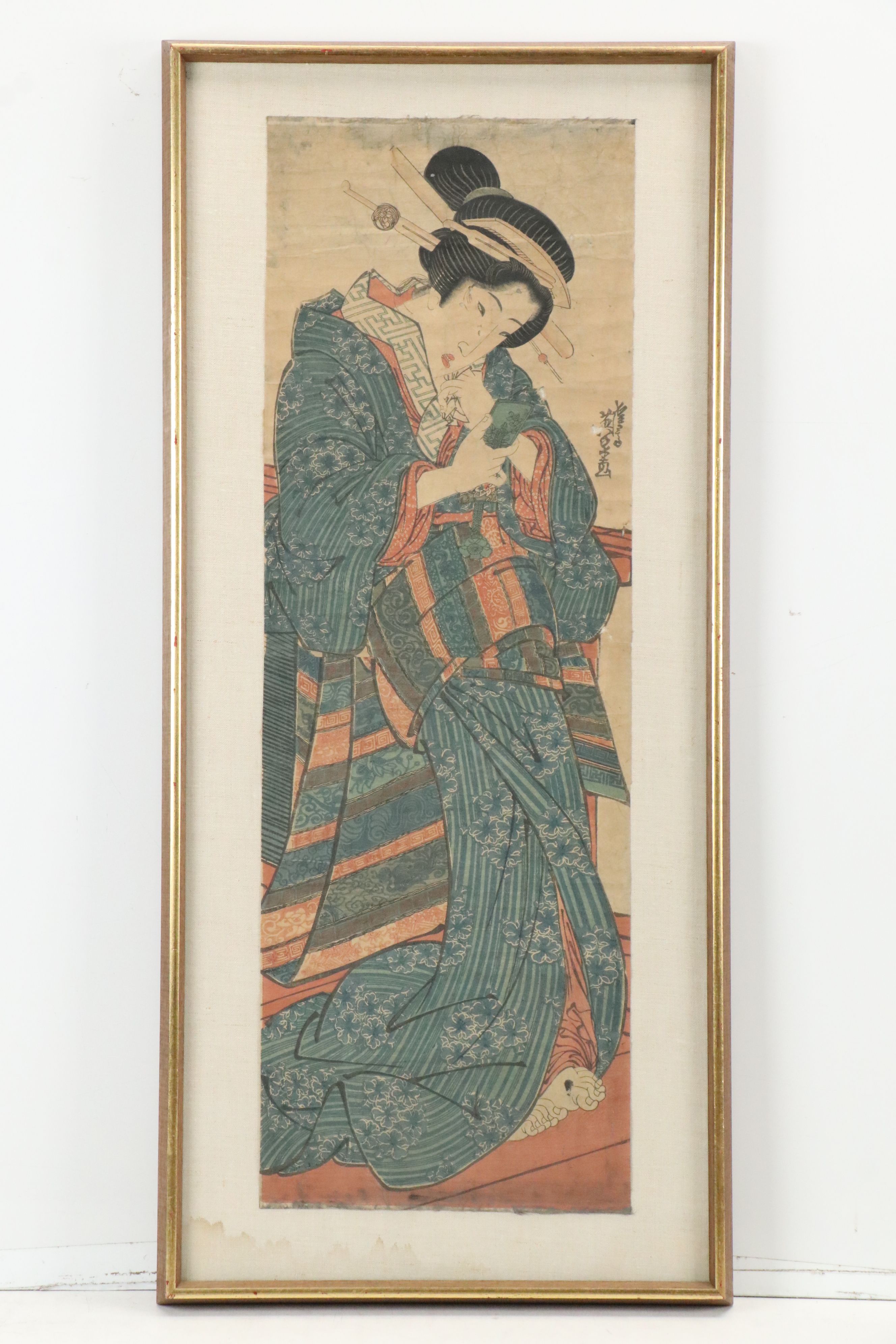 Japanese Woodblock After Keisai Eisen of Geisha and Other Woodblock, C. 1830s