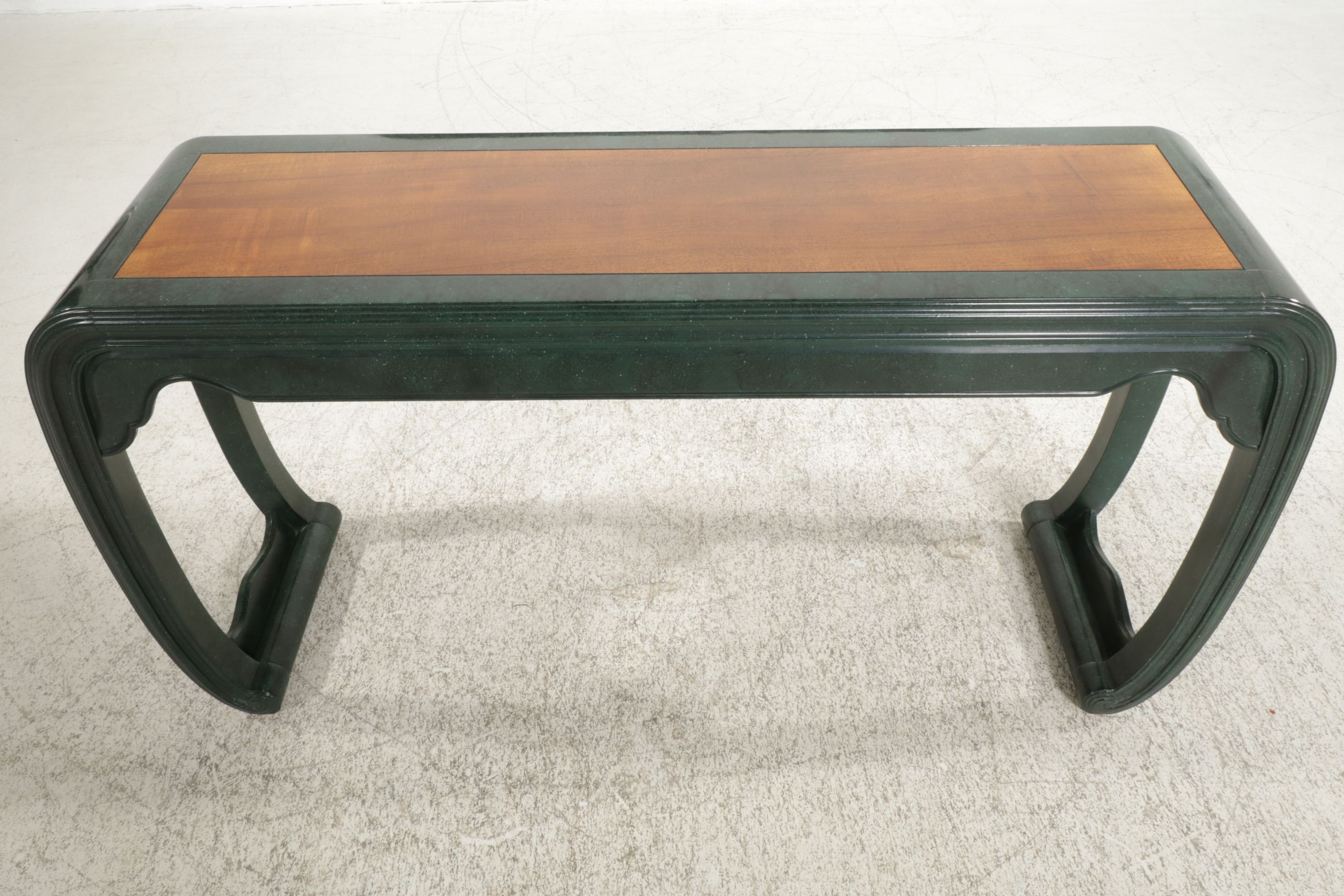 Henredon Chinoiserie Green Lacquer Console Table