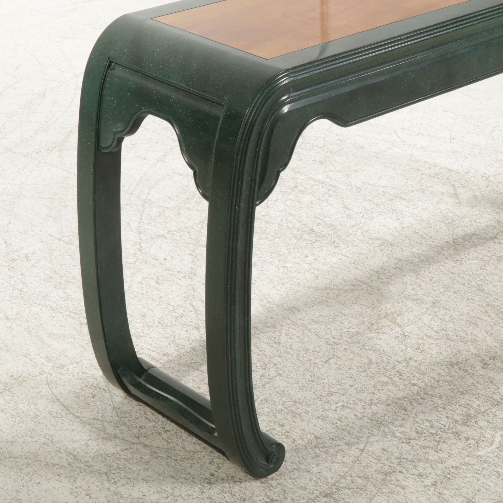 Henredon Chinoiserie Green Lacquer Console Table