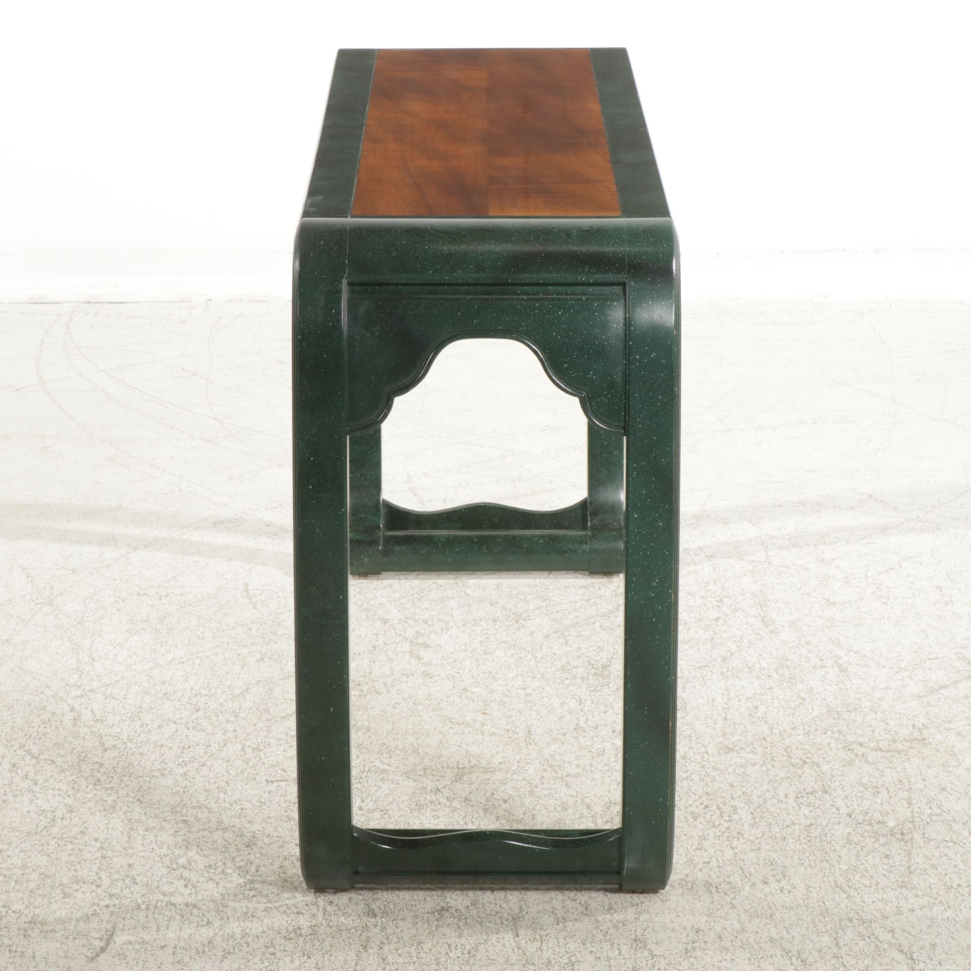 Henredon Chinoiserie Green Lacquer Console Table