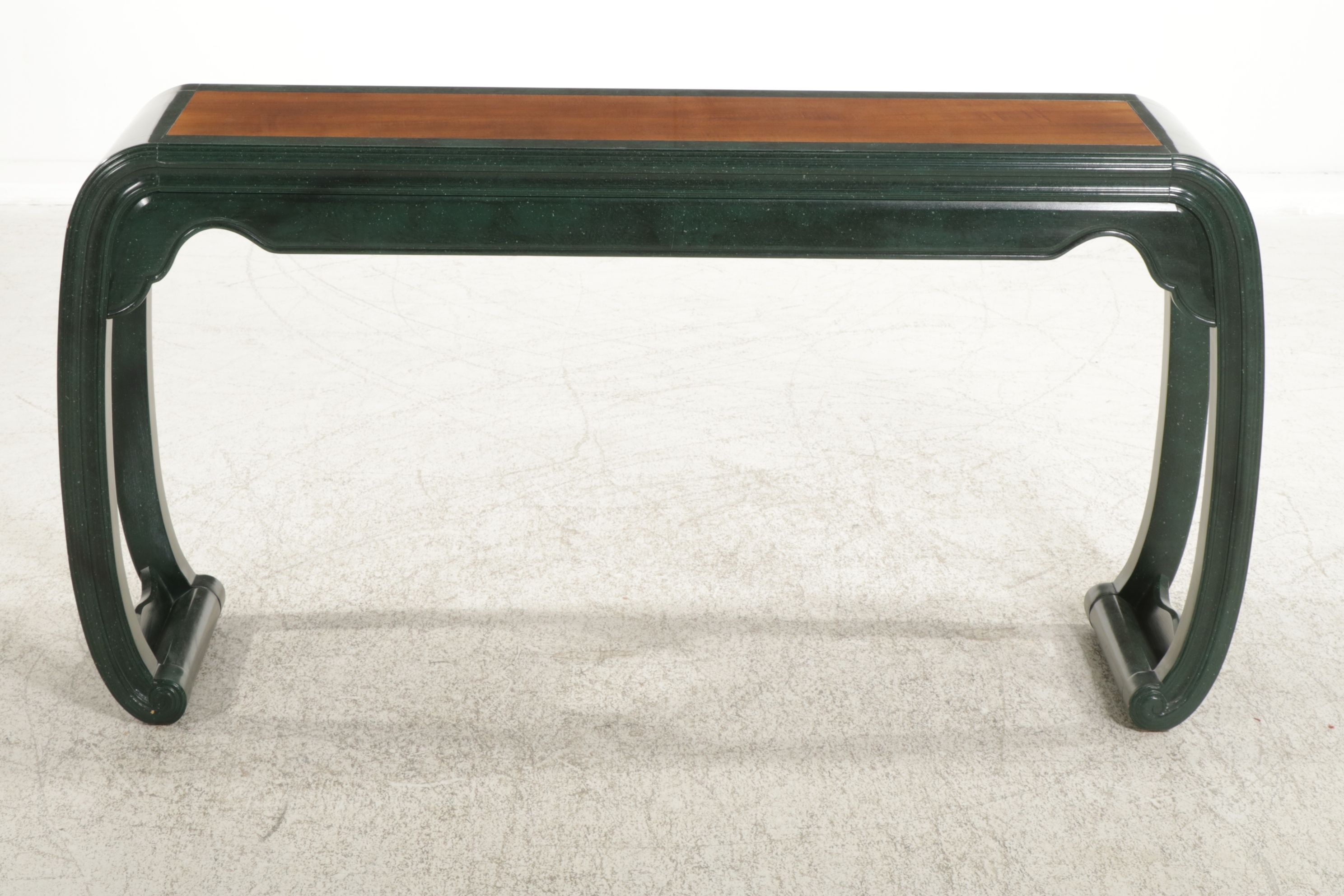 Henredon Chinoiserie Green Lacquer Console Table