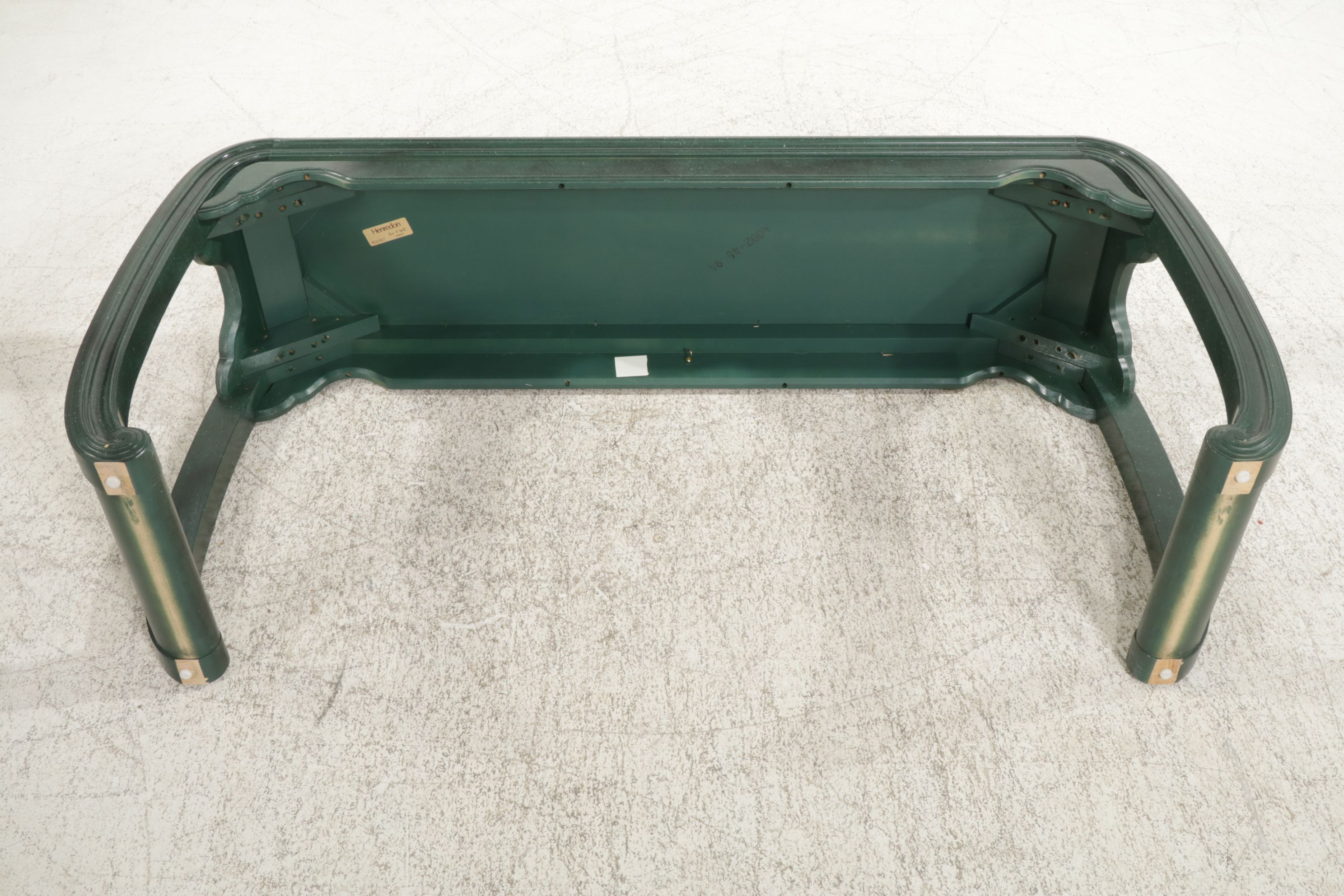 Henredon Chinoiserie Green Lacquer Console Table