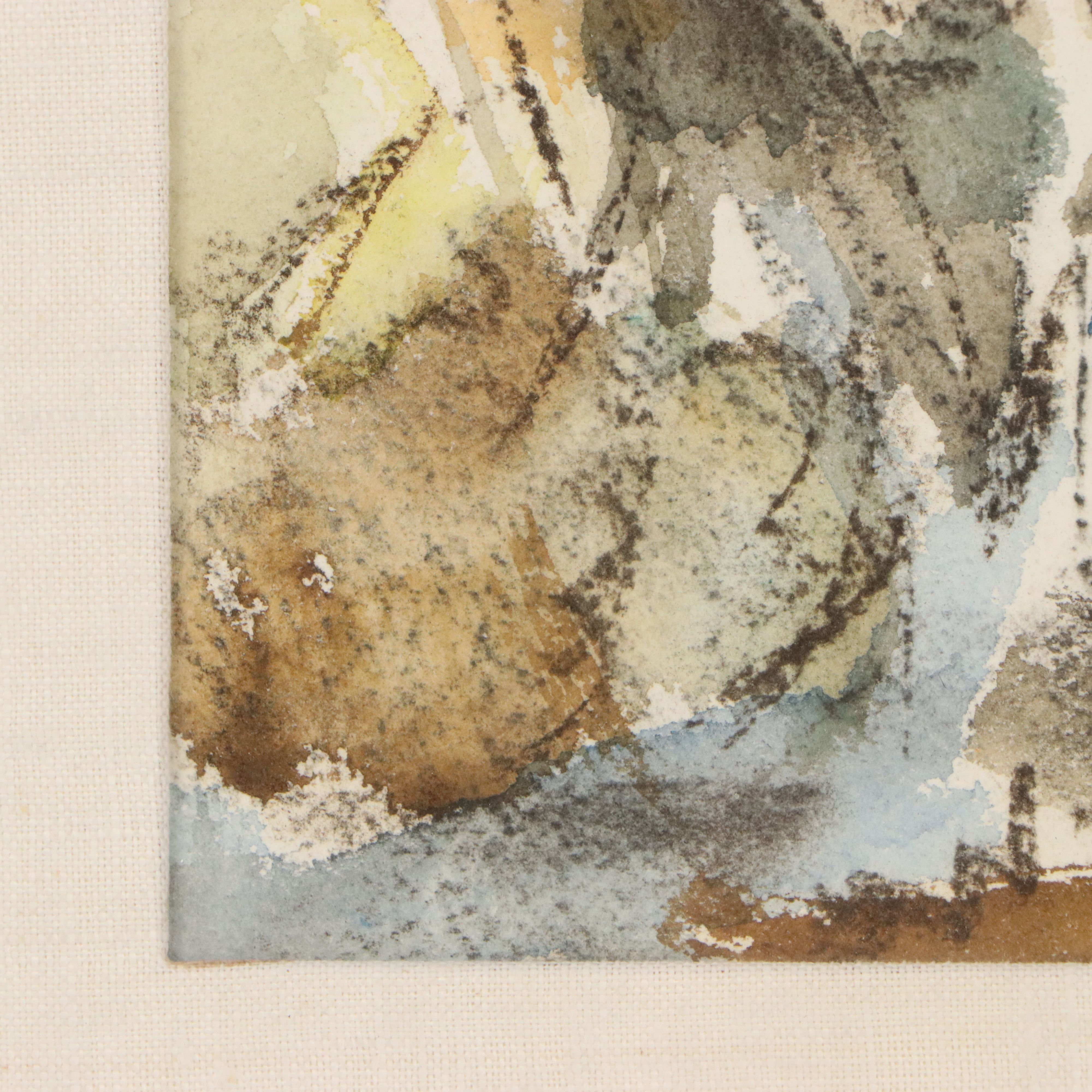 Worley Modernist Landscape Watercolor Painting, 1969