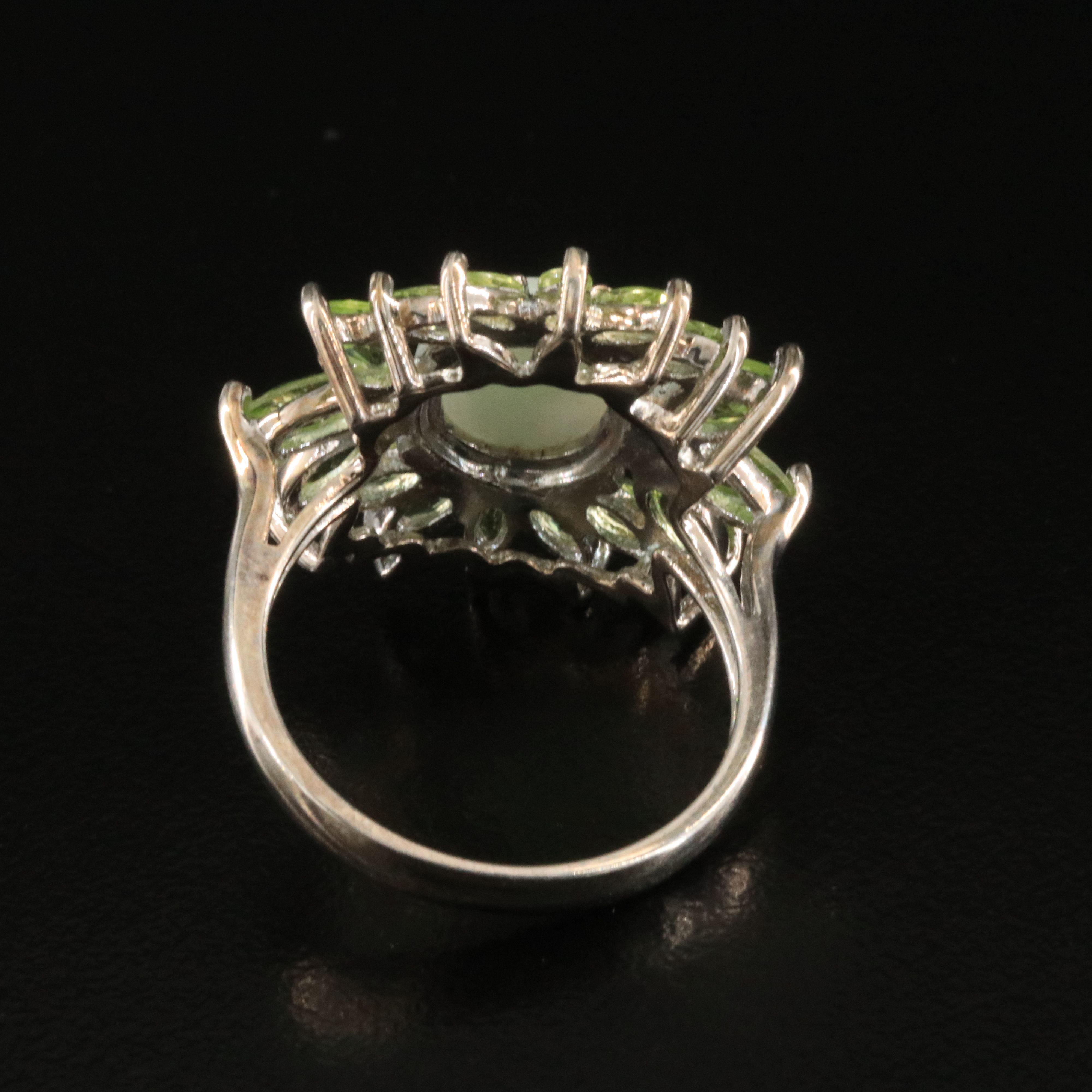 Sterling Jadeite and Peridot Ring