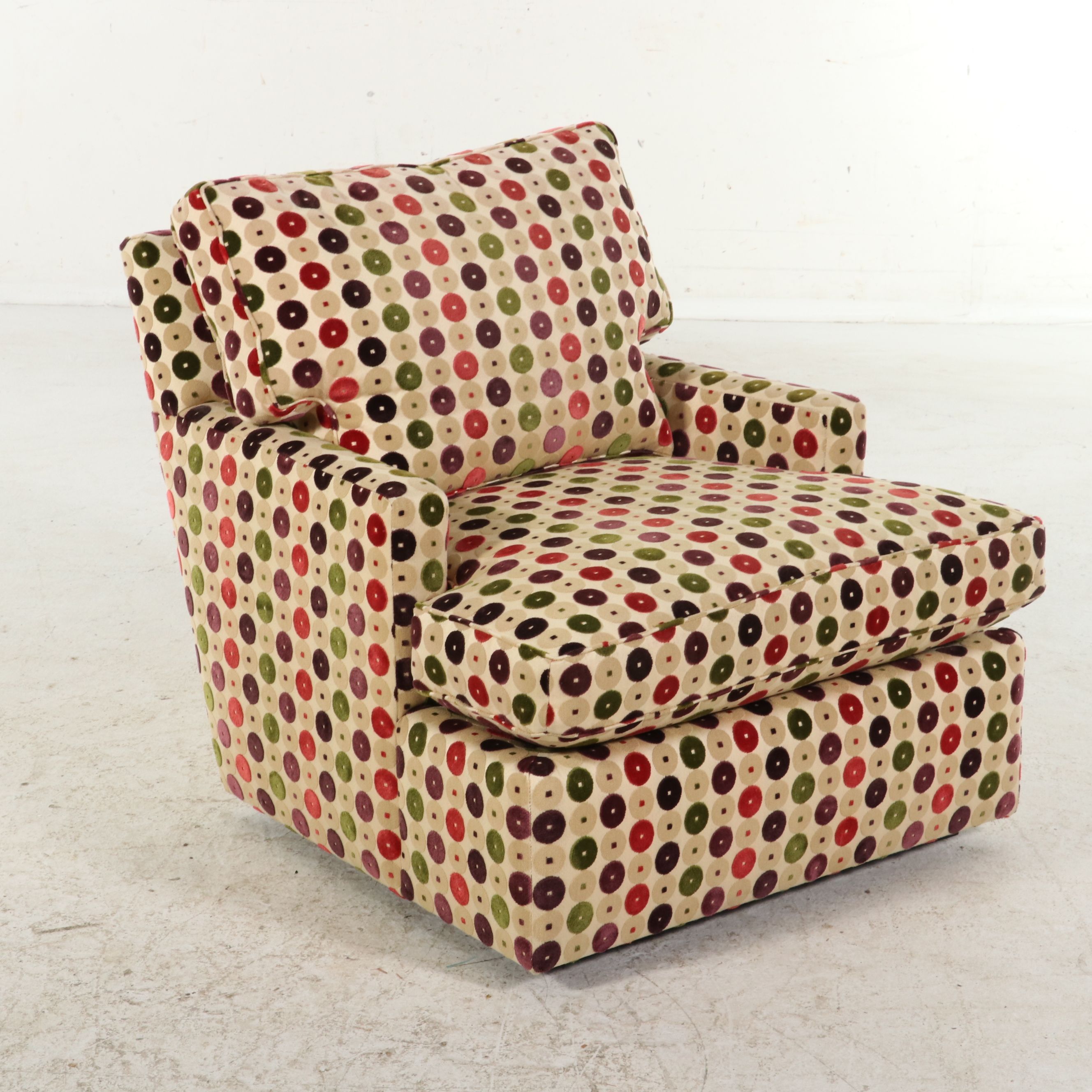 Pair of R. Jones & Associates Modern Graphic Dot Upholstered Lounge Chair