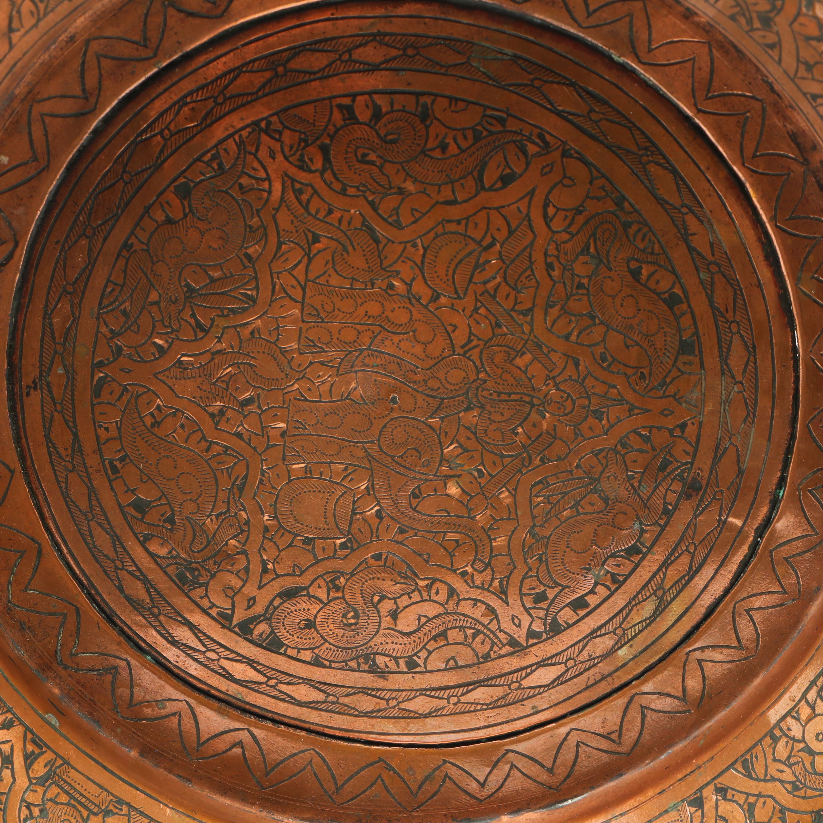 Hand-Tooled Copper Ceremonial Plates, Southeast Asia