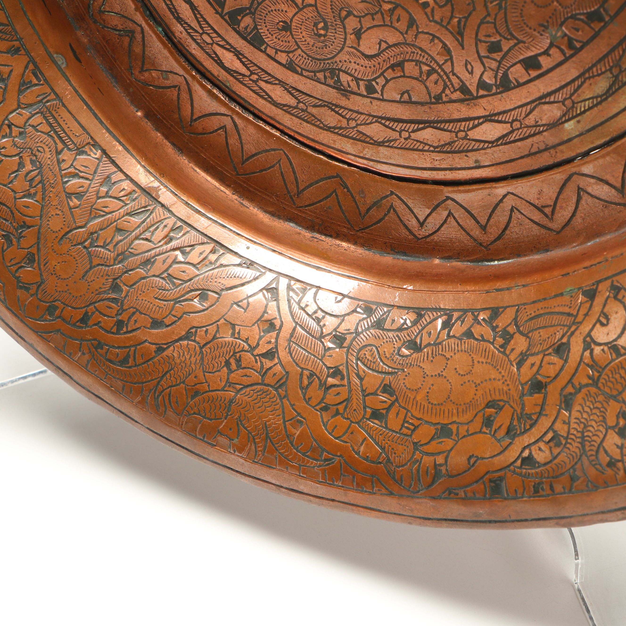 Hand-Tooled Copper Ceremonial Plates, Southeast Asia