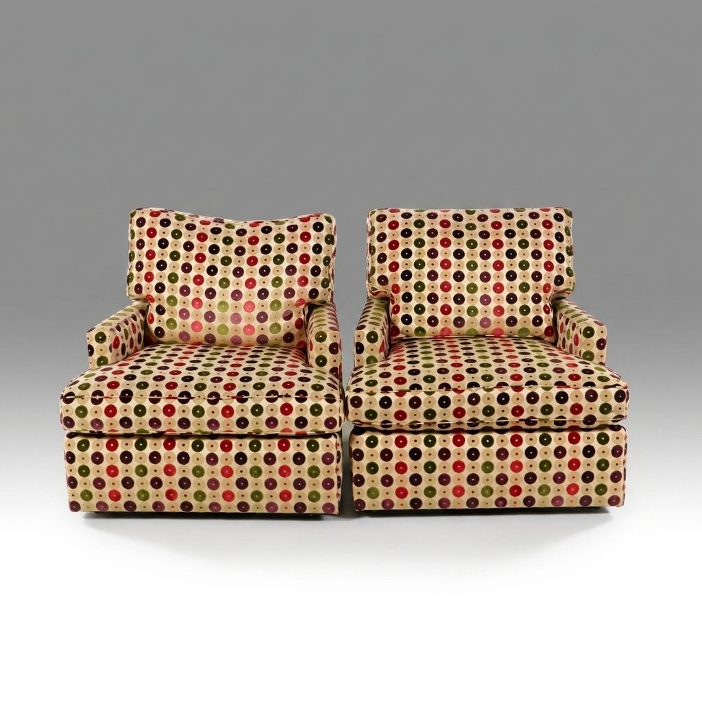 Pair of R. Jones & Associates Modern Graphic Dot Upholstered Lounge Chair