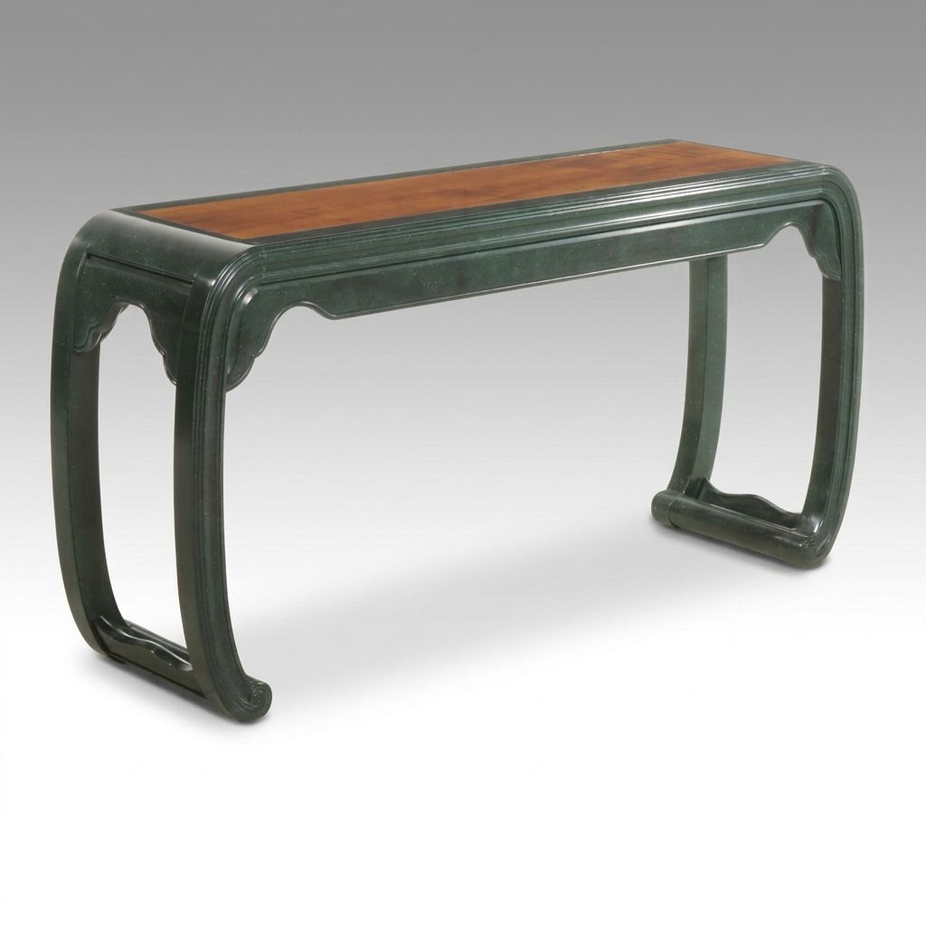 Henredon Chinoiserie Green Lacquer Console Table