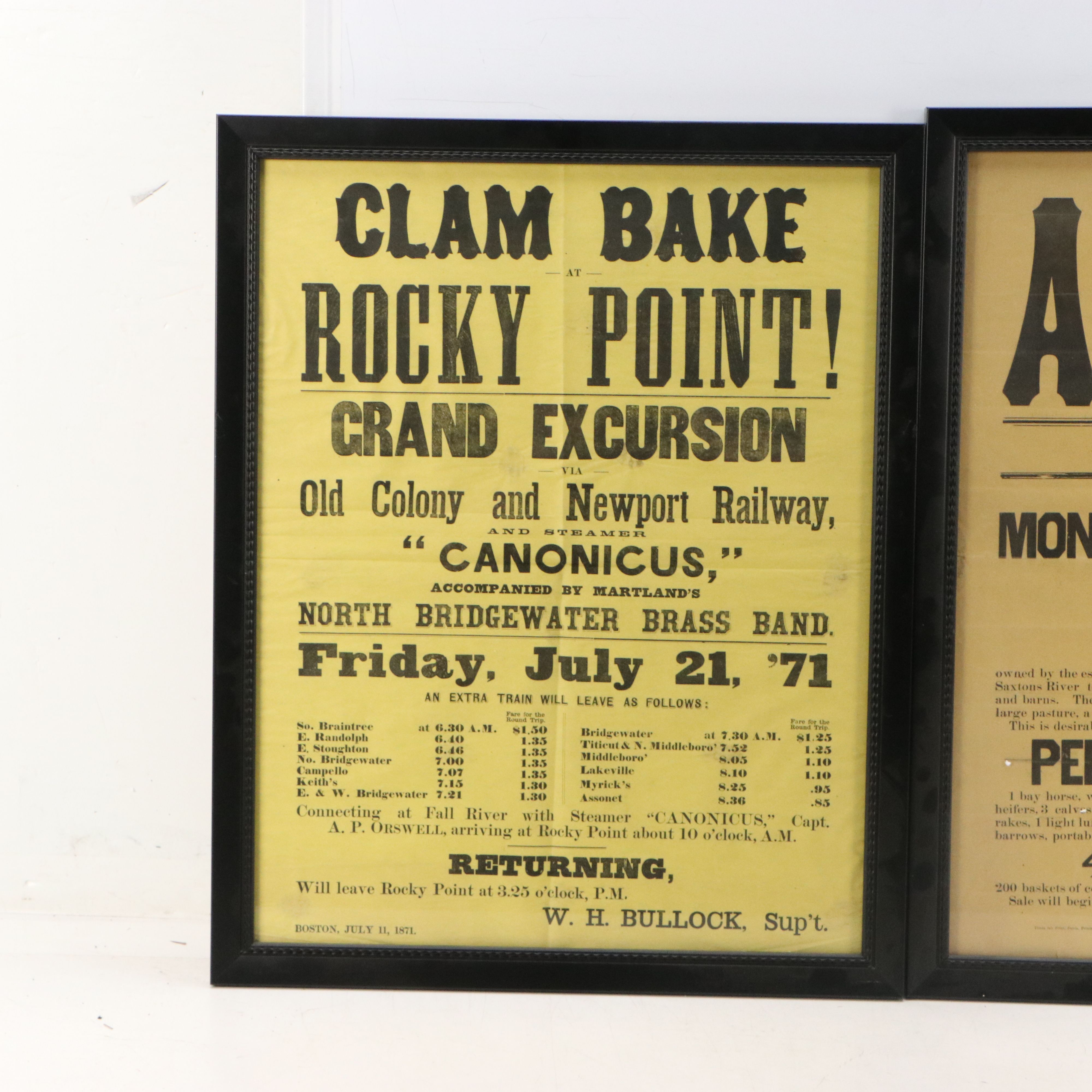 Late 19th Century Advertisement Posters for Auction and Excursion