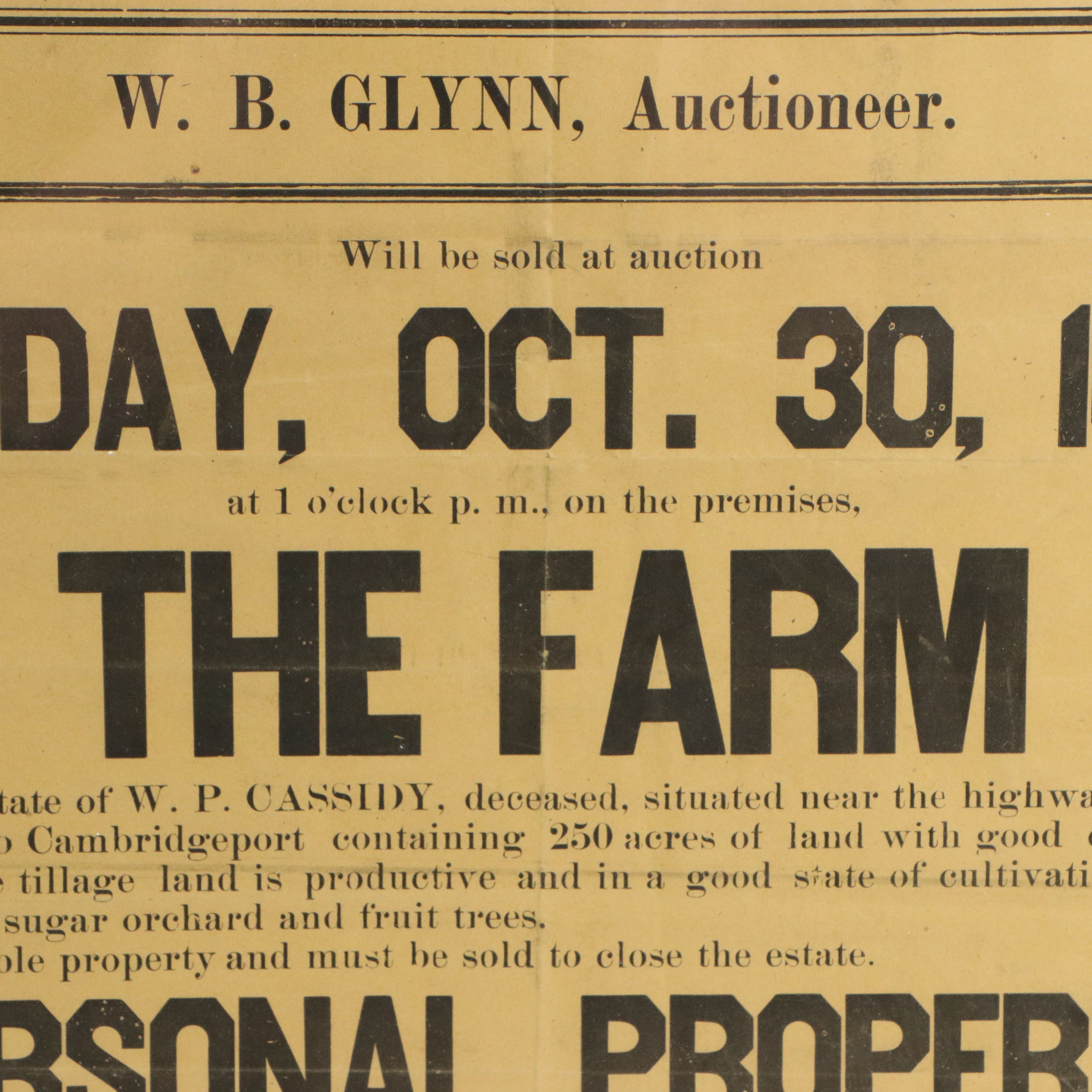 Late 19th Century Advertisement Posters for Auction and Excursion