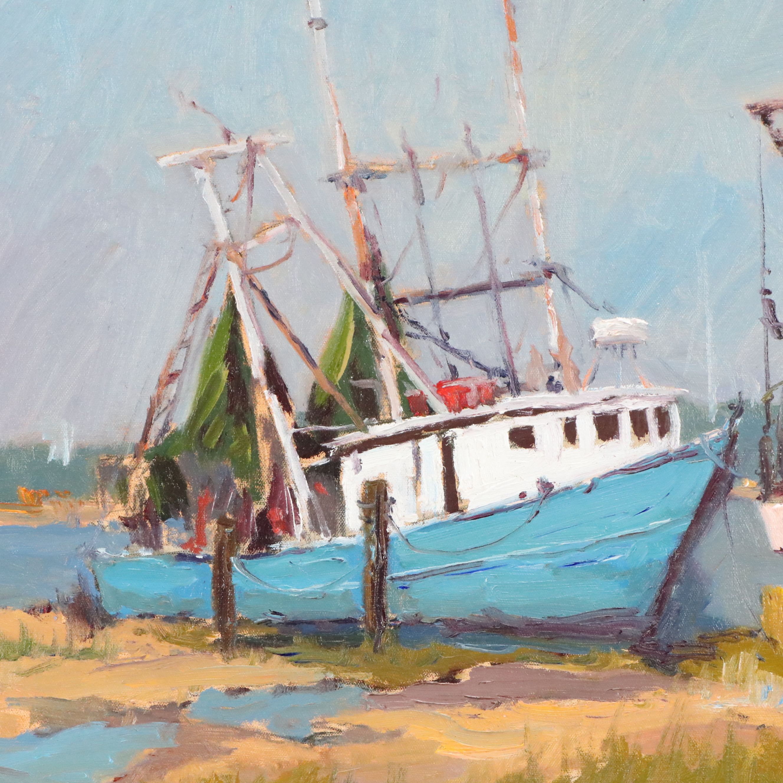 Robert A. Waltsak Landscape Oil Painting of Marina, Circa 2026