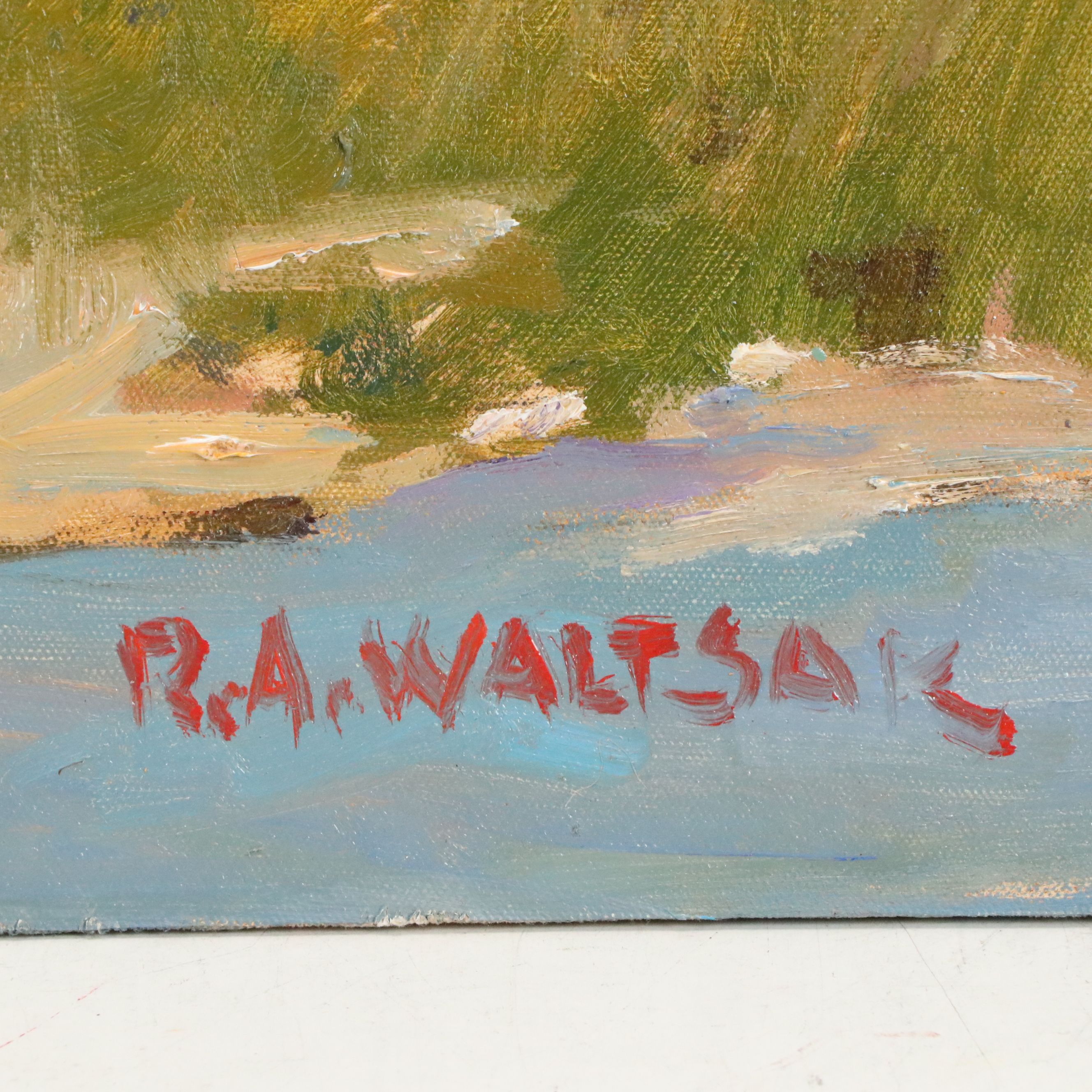 Robert A. Waltsak Landscape Oil Painting of Marina, Circa 2026