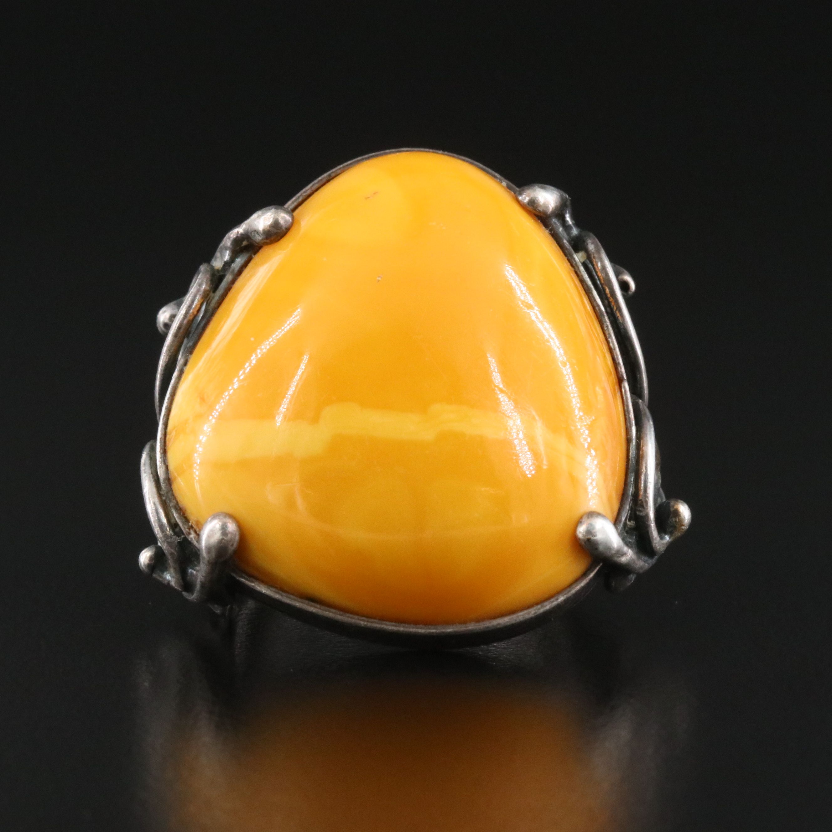 Sterling Amber Ring