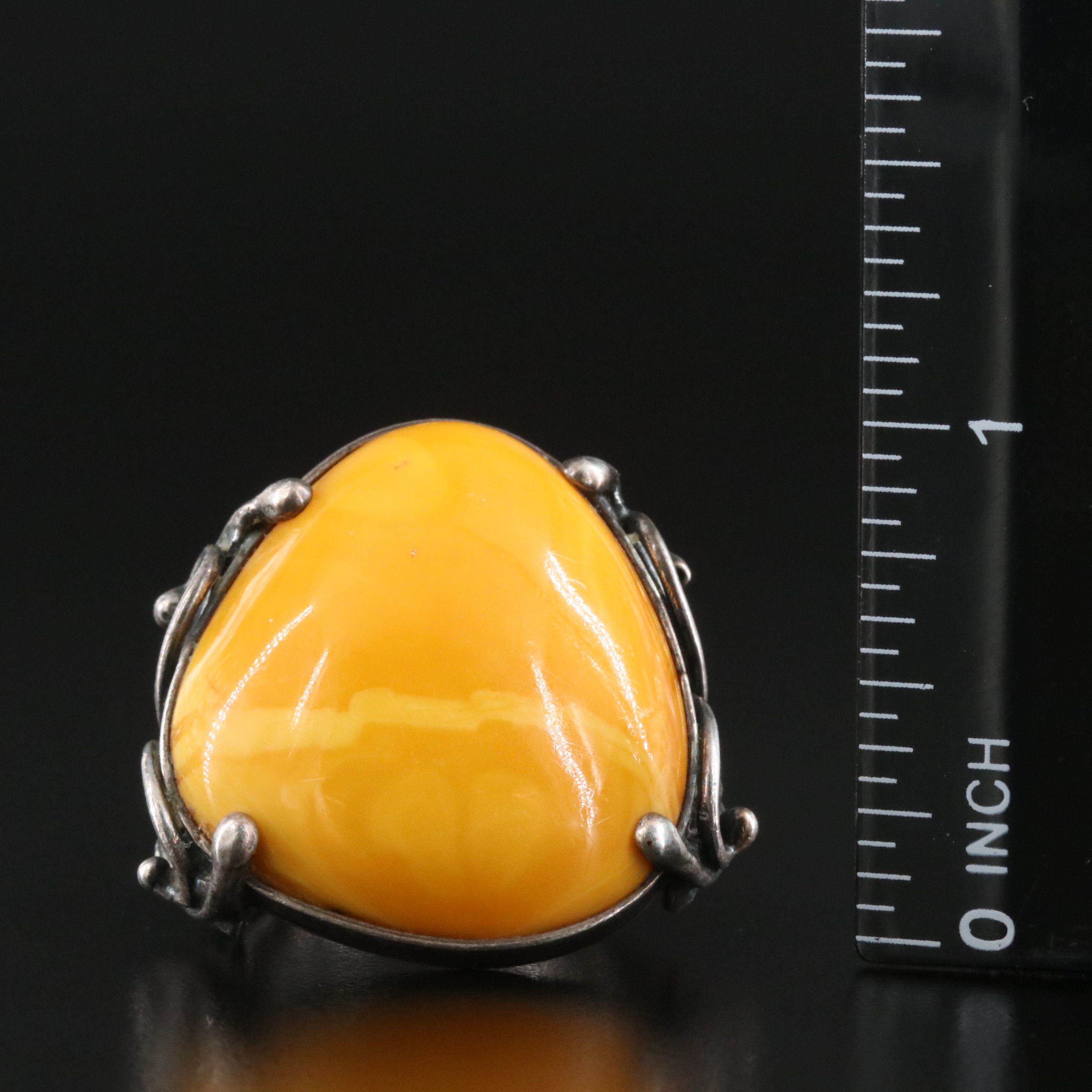 Sterling Amber Ring