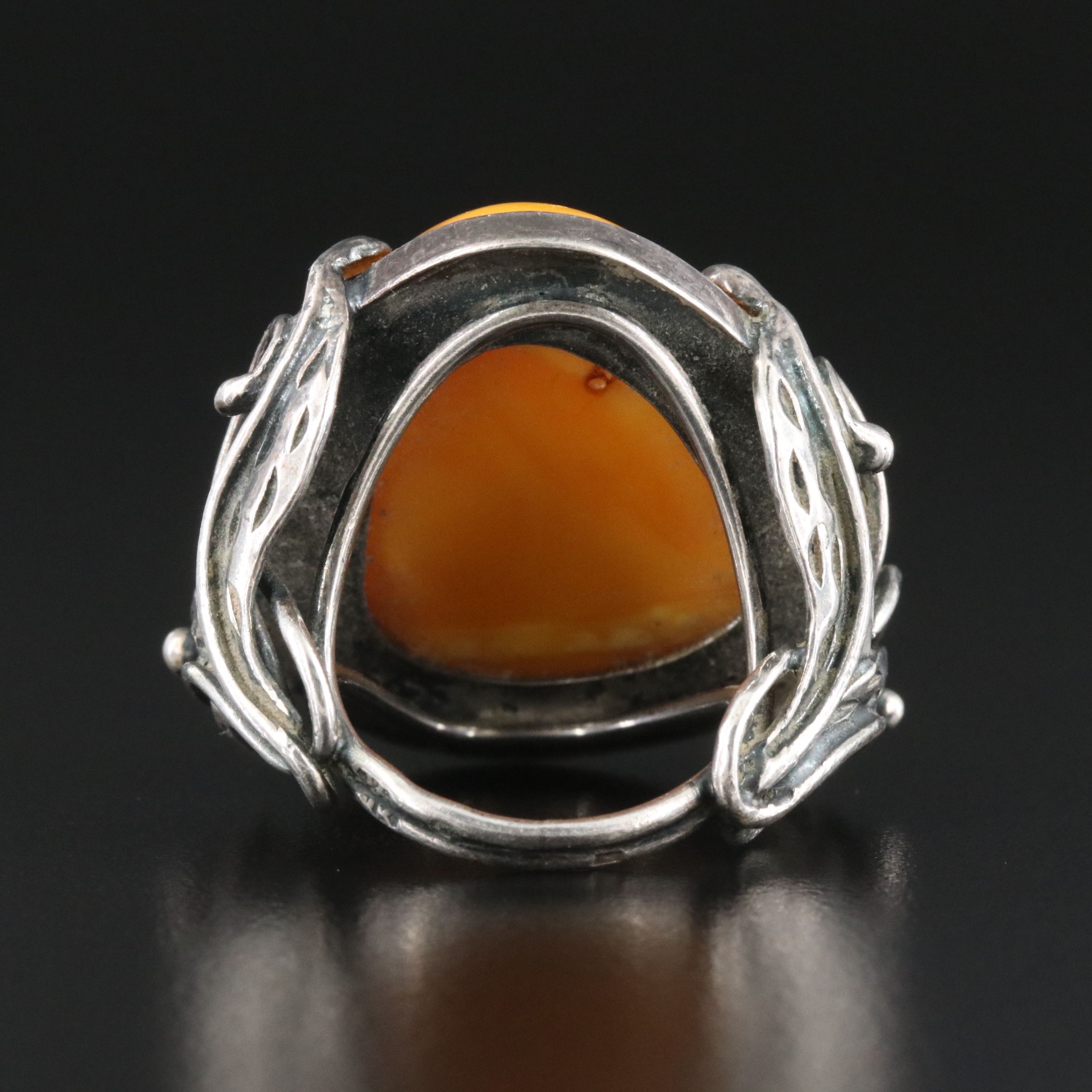 Sterling Amber Ring