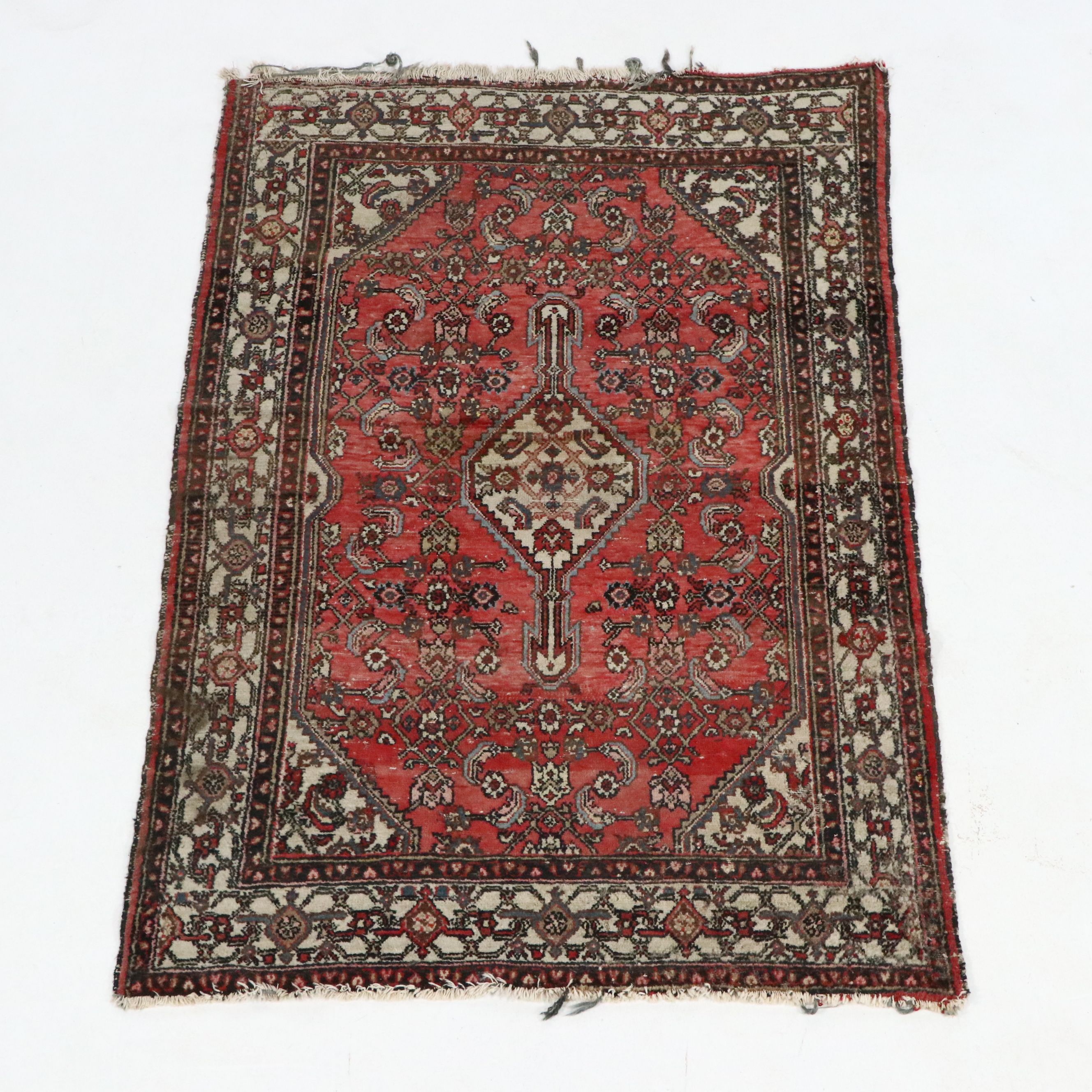 4'4 x 6'5 Hand-Knotted Persian Hamadan Area Rug